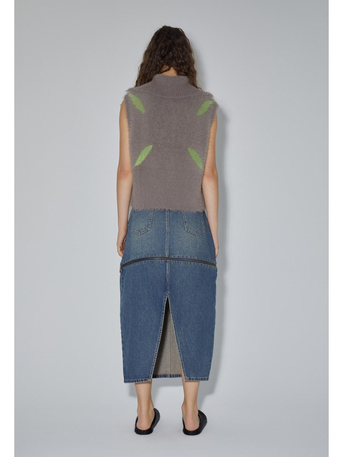 APRIORITY Grey Yarn Knit Retro Round Neck Pullover Women's Nylon Tank Tops