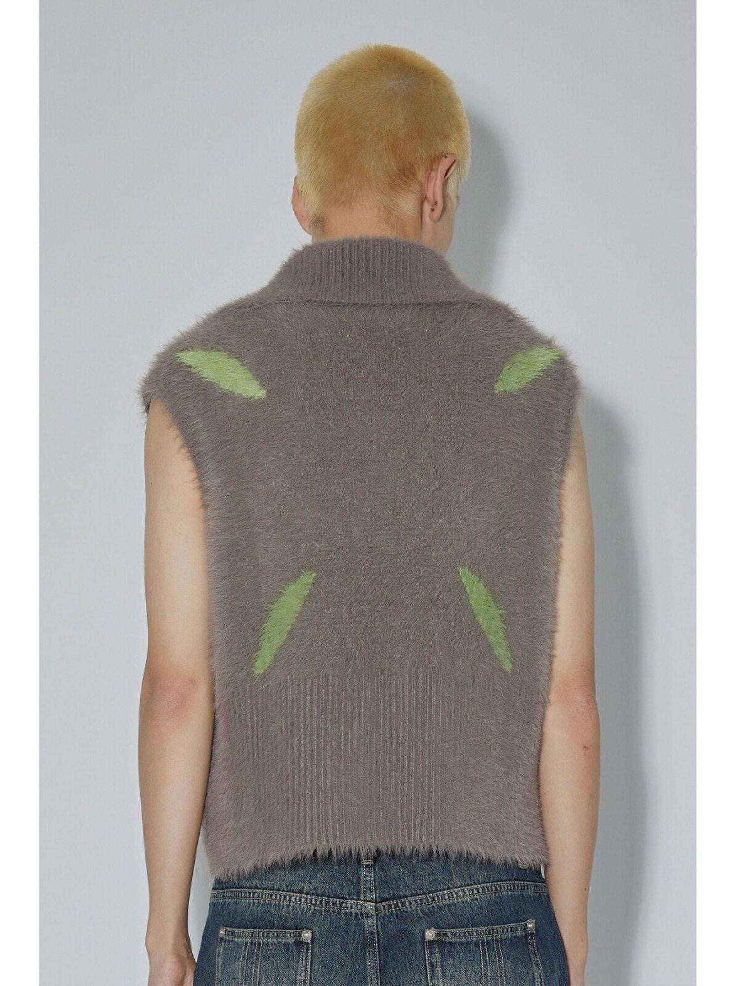 APRIORITY Grey Yarn Knit Retro Round Neck Pullover Women's Nylon Tank Tops