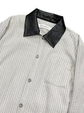 APRIORITY Ivory Patch Leather Panel Zip Lapel Slim Fit Women's Cotton Blend Shirts