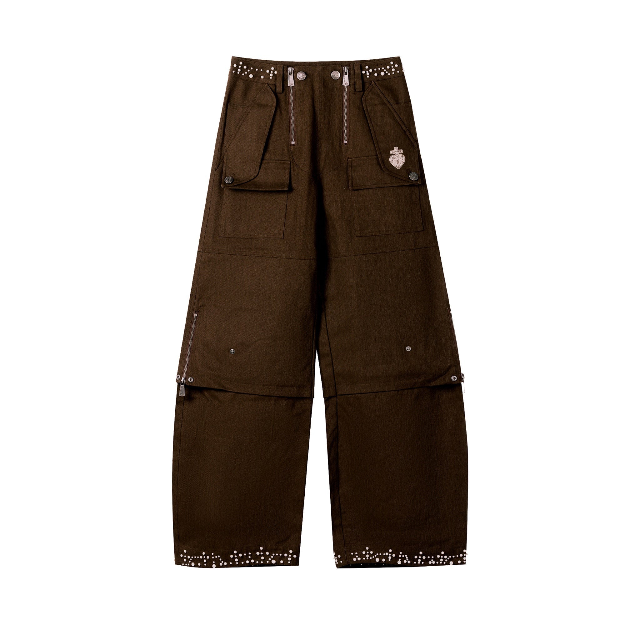 APRIORITY_Khaki_Beaded_Digital_Print_Curved_Blade_Women's_Cotton_Cargo_Pants_1014241094149_MISSTT