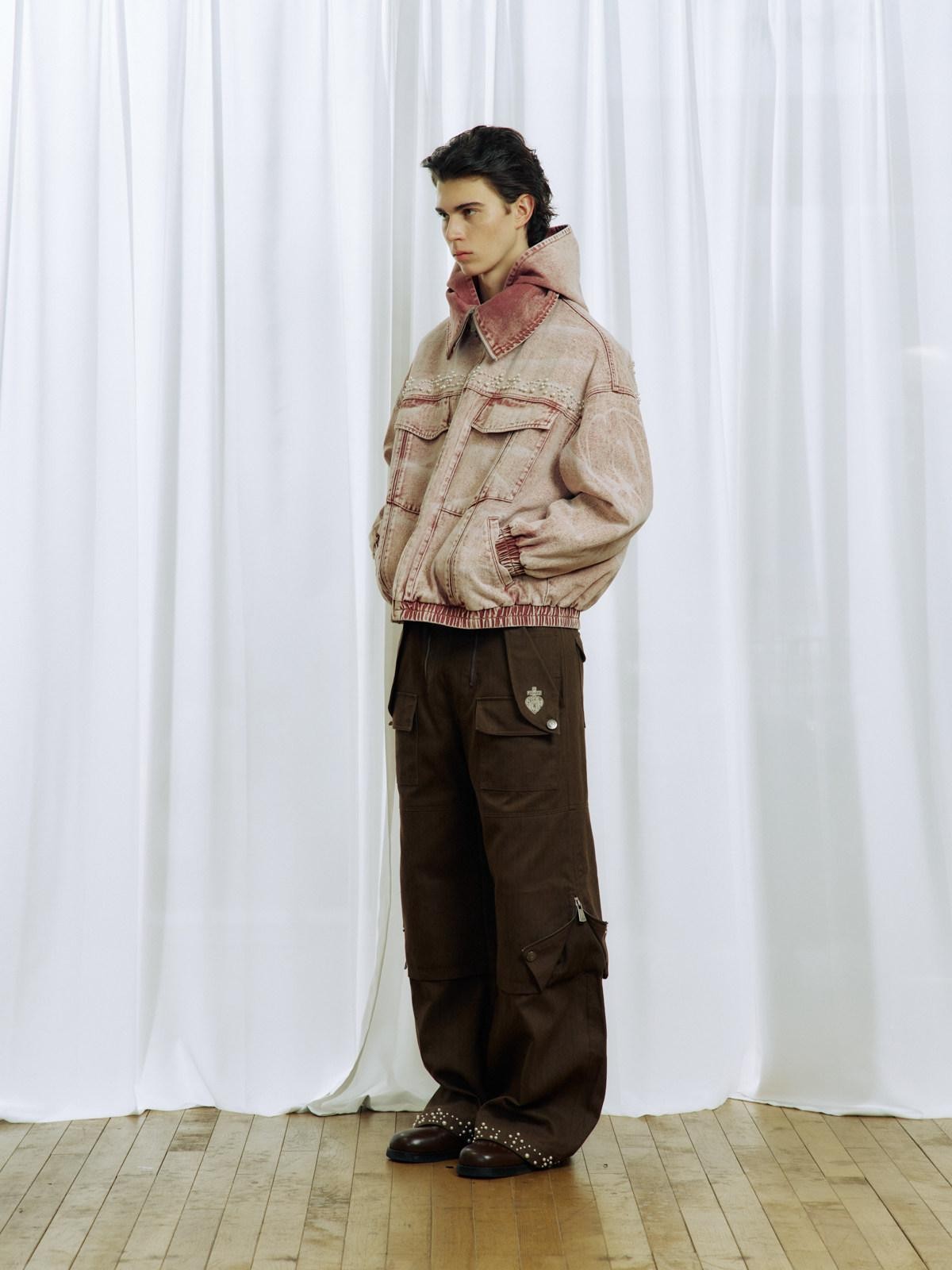 APRIORITY Khaki Beaded Digital Print Curved Blade Women's Cotton Cargo Pants