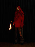 APRIORITY Knight Pleated Stacked Draped Stand Collar Hooded Women's Terry Blend Hoodies