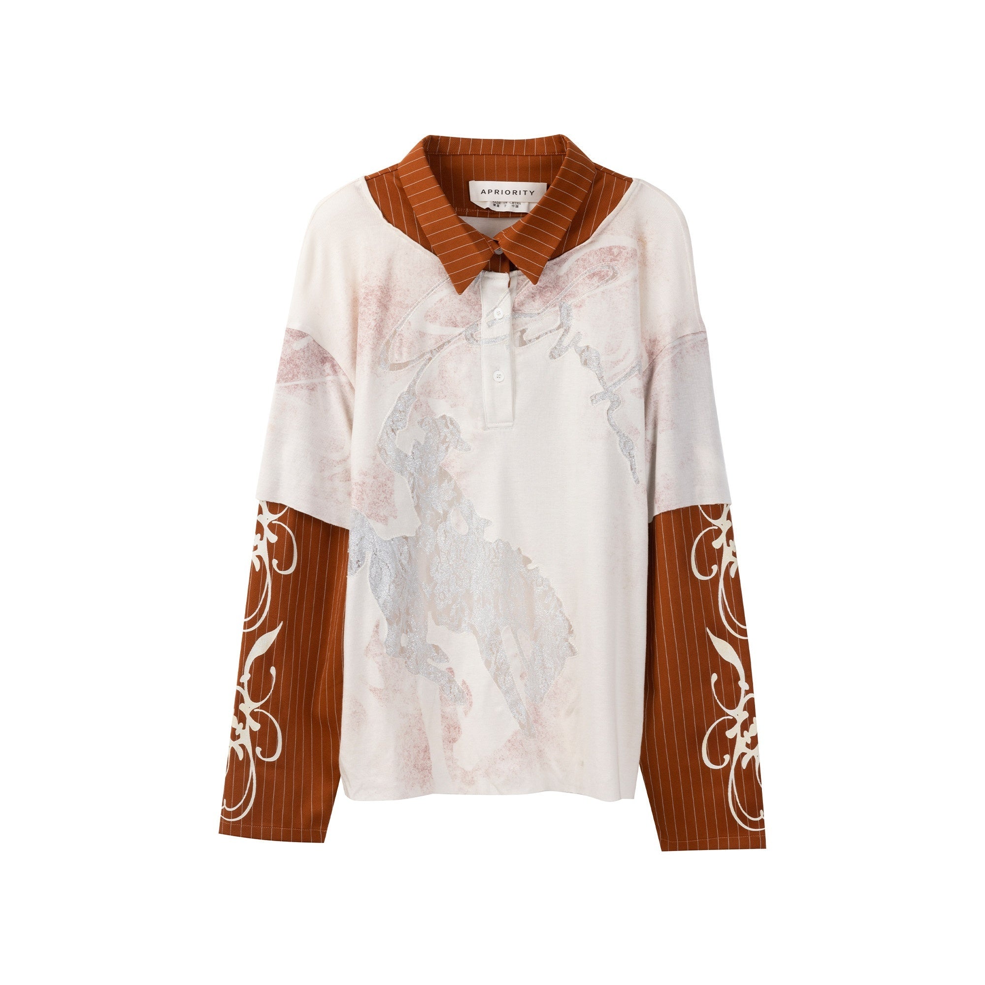 APRIORITY_Lace_Applique_Fake_Layered_Polo_Collar_Women's_Lyocell_Long_Sleeve_T-shirts_1019056287024_MISSTT