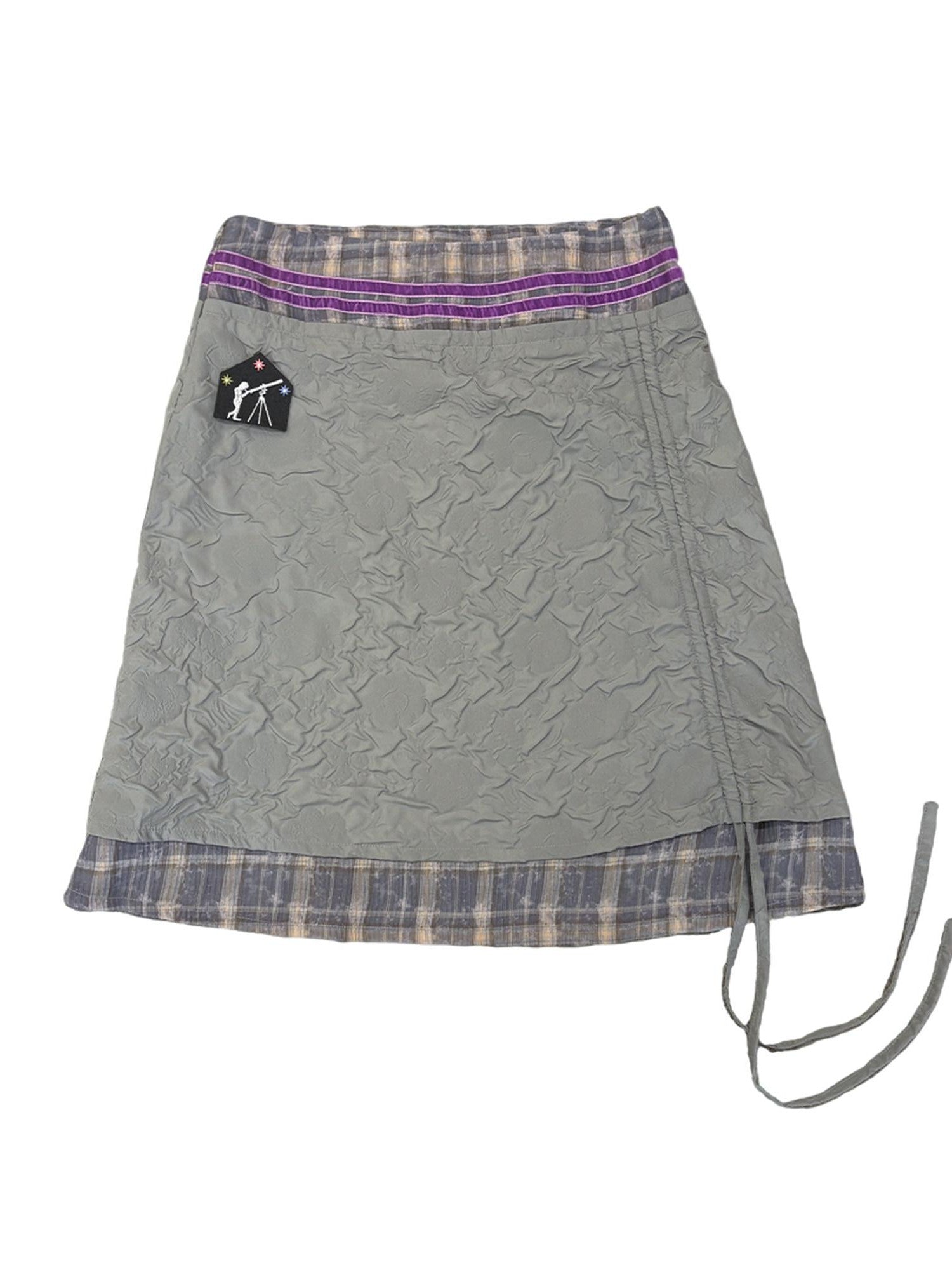 APRIORITY Layered Deconstructed Wrinkle Free Faux Two Piece Women's Polyester Midi Skirts