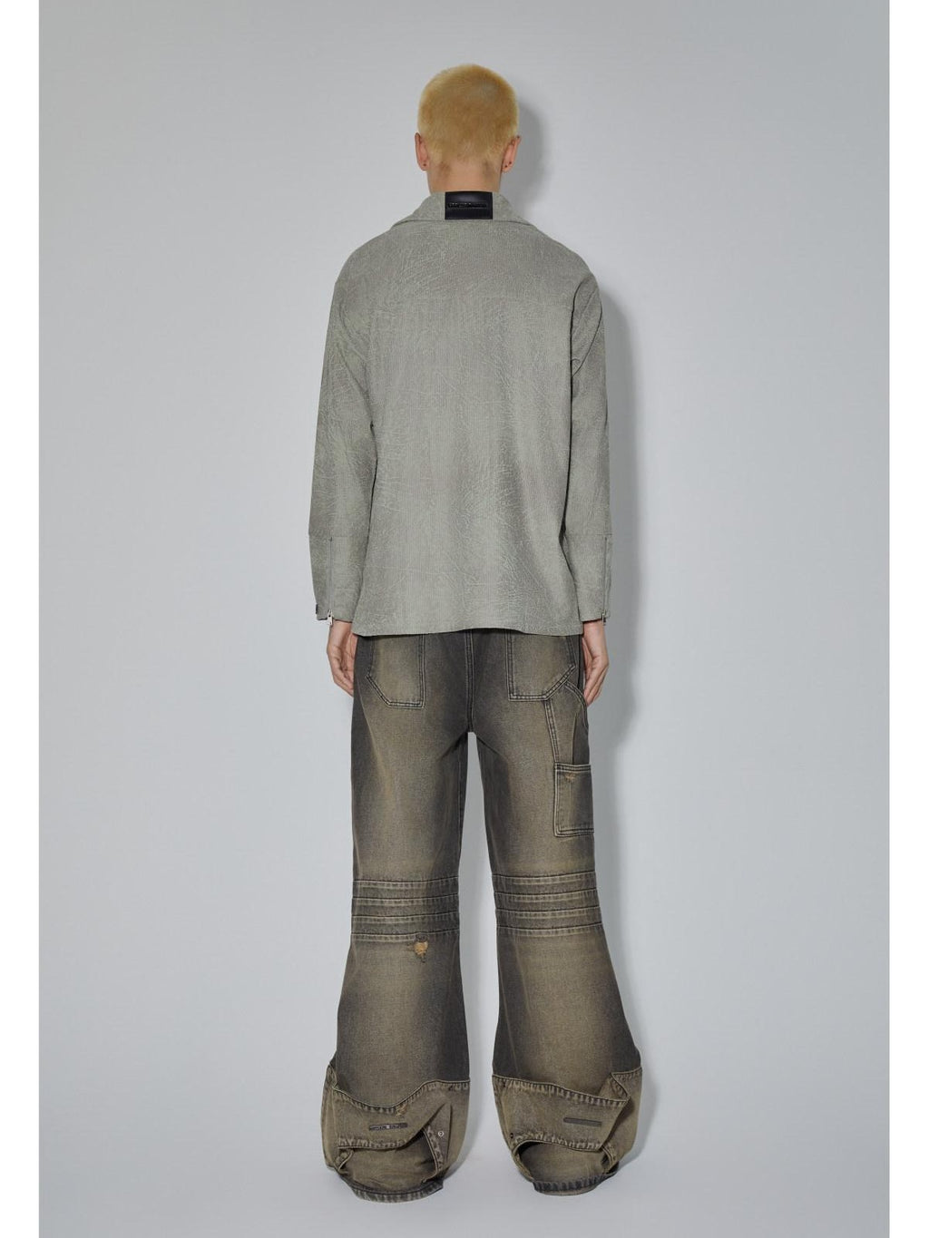 APRIORITY Marsh Green Textured Lapel Collar Vintage Open Cardigan Women's Polyester Shirts