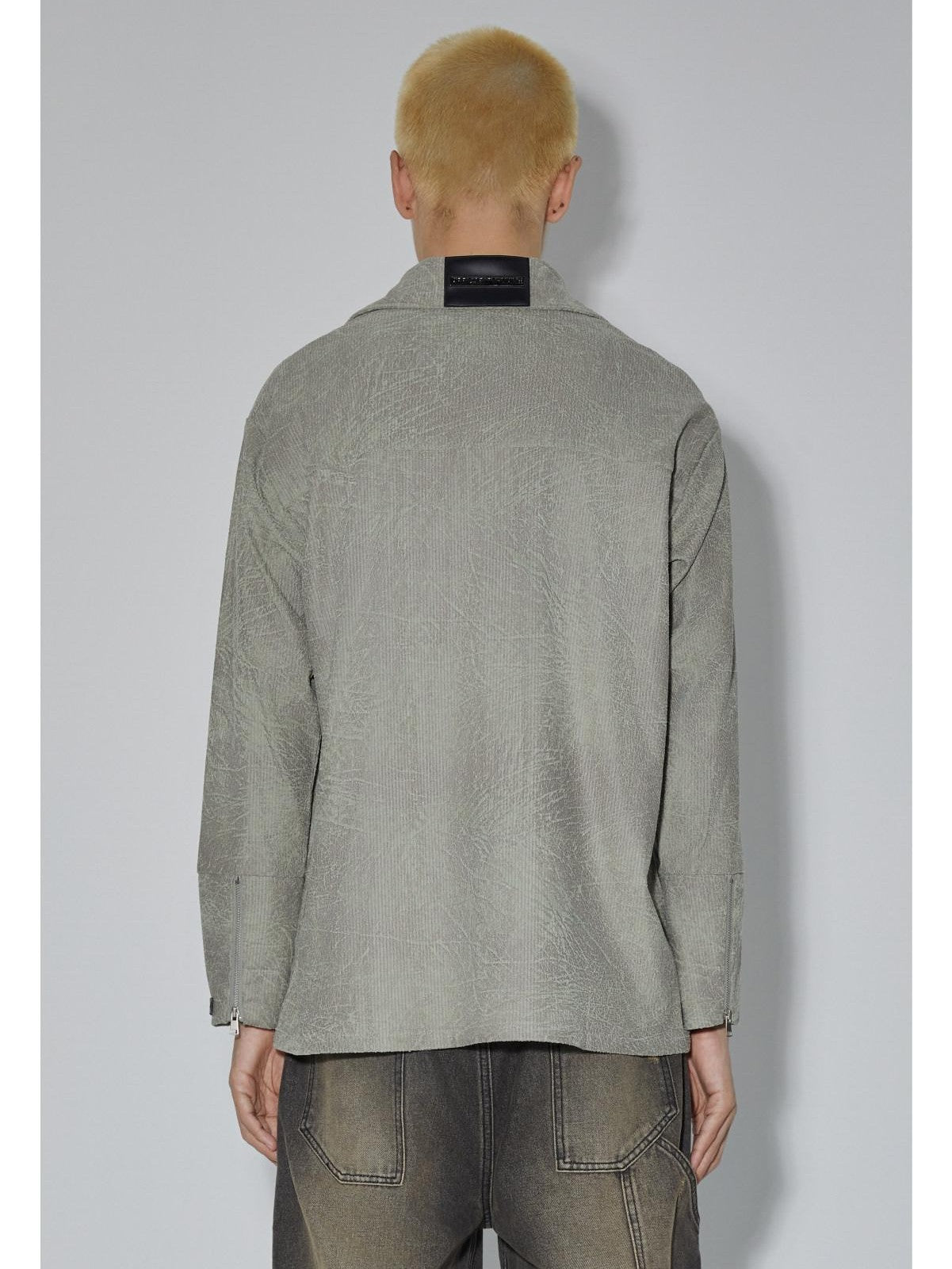 APRIORITY Marsh Green Textured Lapel Collar Vintage Open Cardigan Women's Polyester Shirts