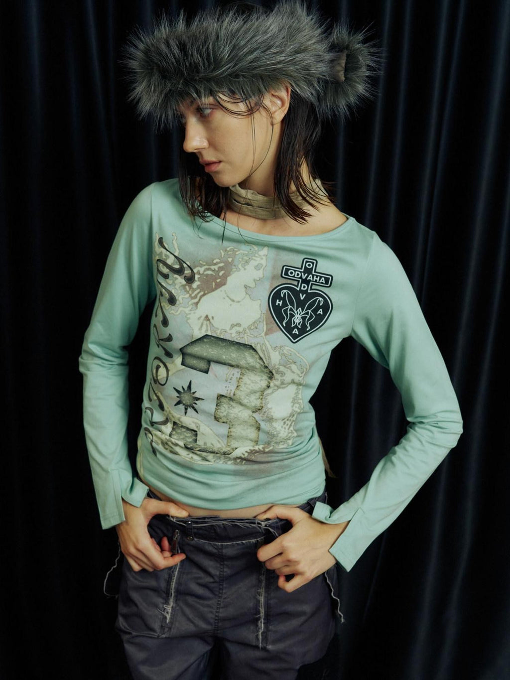 APRIORITY Mint Cooling Mermaid Digital Print Women's Cotton Poly Long Sleeve T-shirts