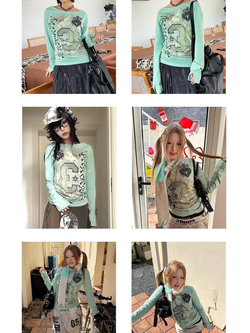 APRIORITY Mint Cooling Mermaid Digital Print Women's Cotton Poly Long Sleeve T-shirts