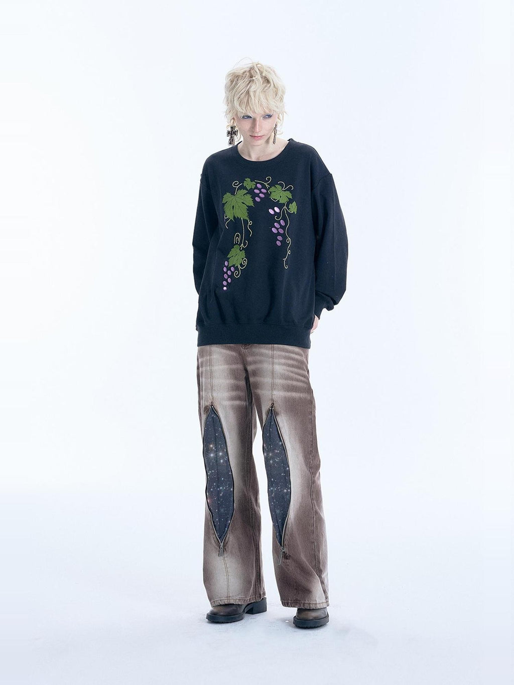 APRIORITY Mottled Botanical Print Self Heating Fabric Women's Cotton Blend Sweatshirts