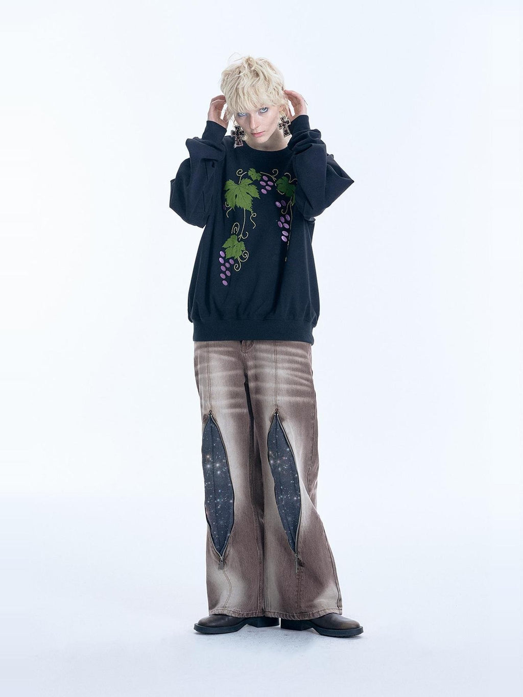 APRIORITY Mottled Botanical Print Self Heating Fabric Women's Cotton Blend Sweatshirts