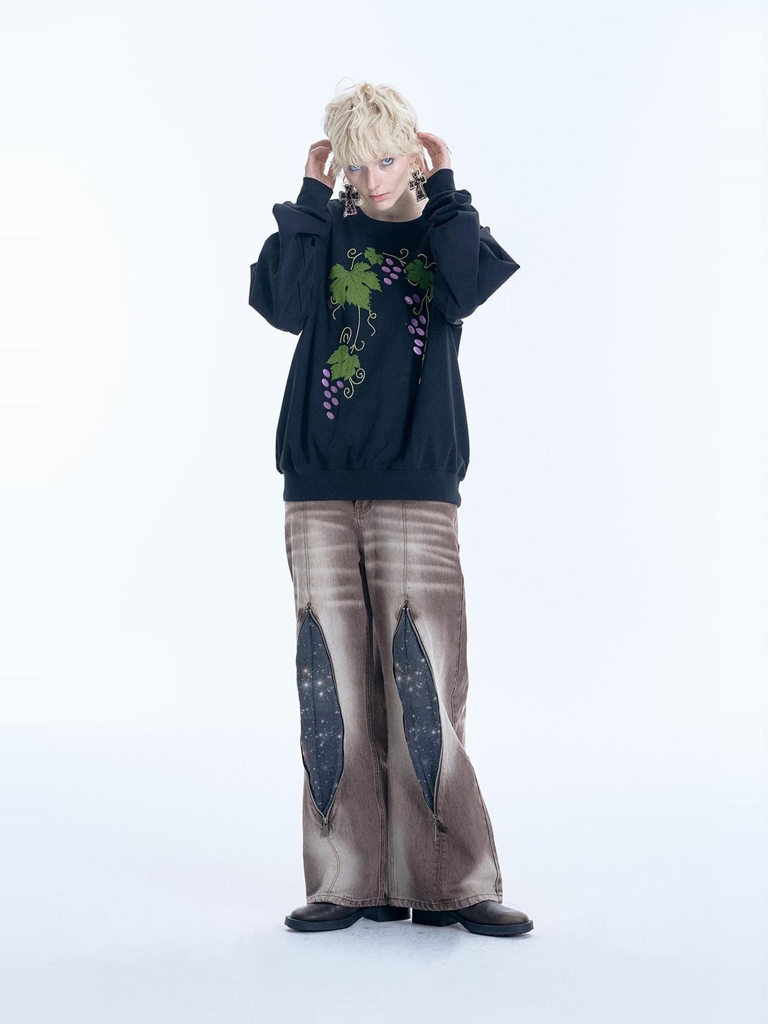 APRIORITY Mottled Botanical Print Self Heating Fabric Women's Cotton Blend Sweatshirts