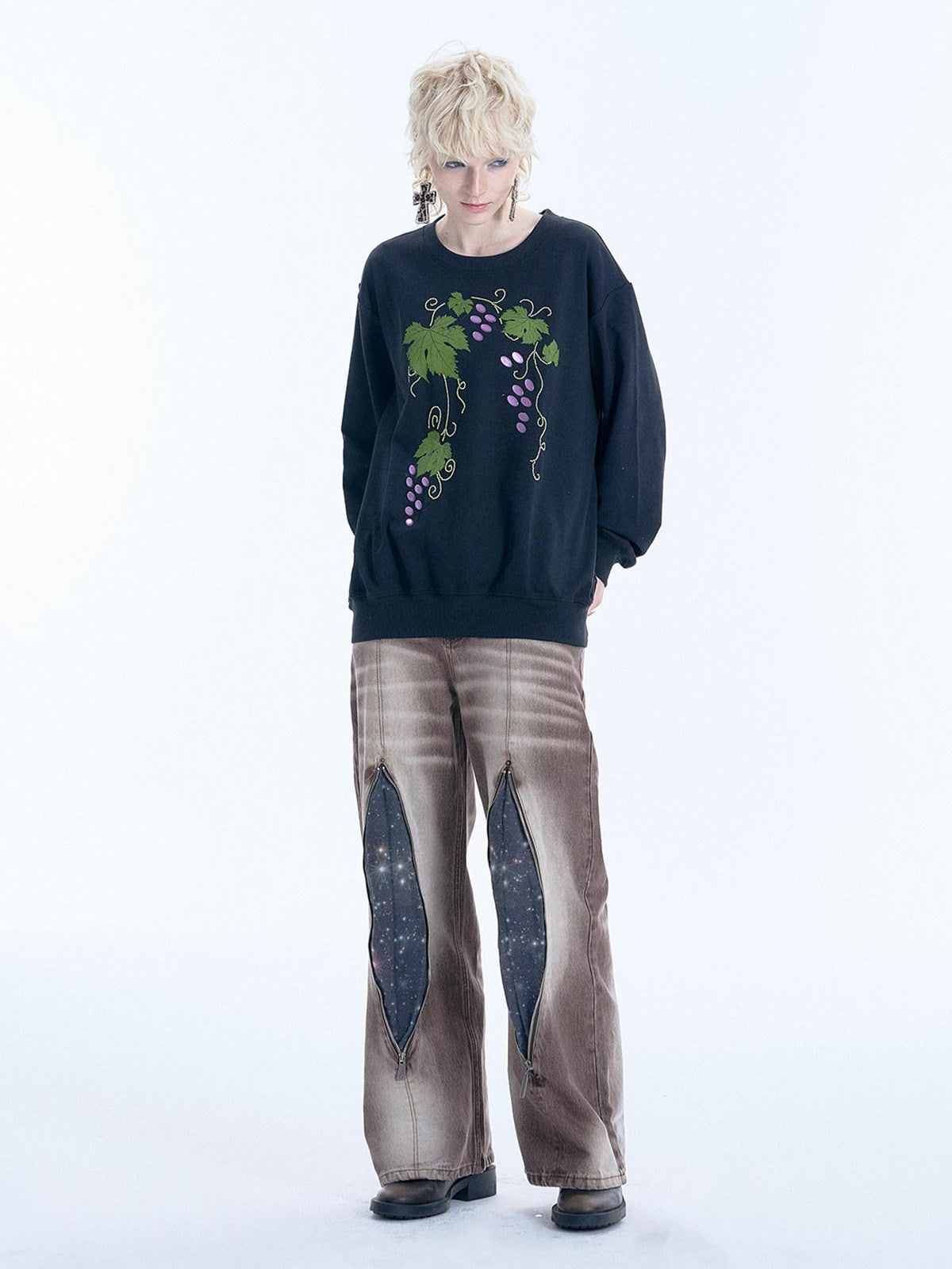 APRIORITY Mottled Botanical Print Self Heating Fabric Women's Cotton Blend Sweatshirts