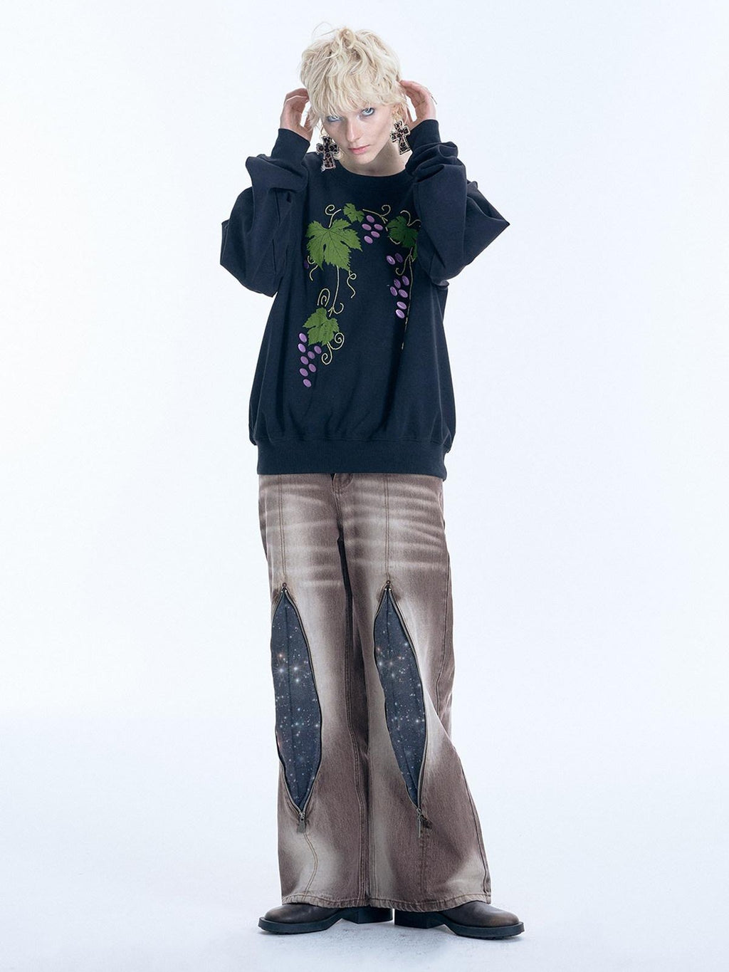 APRIORITY Mottled Botanical Print Self Heating Fabric Women's Cotton Blend Sweatshirts