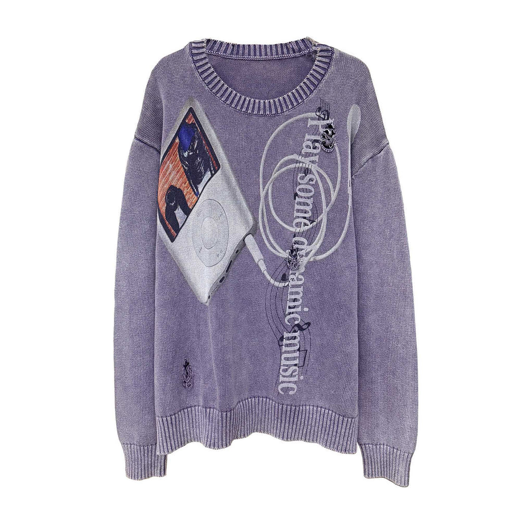 APRIORITY_Music_Player_Print_Distressed_Washed_Loose_Fit_Women's_Cotton_Crew_Neck_Sweaters_1074807294544_MISSTT