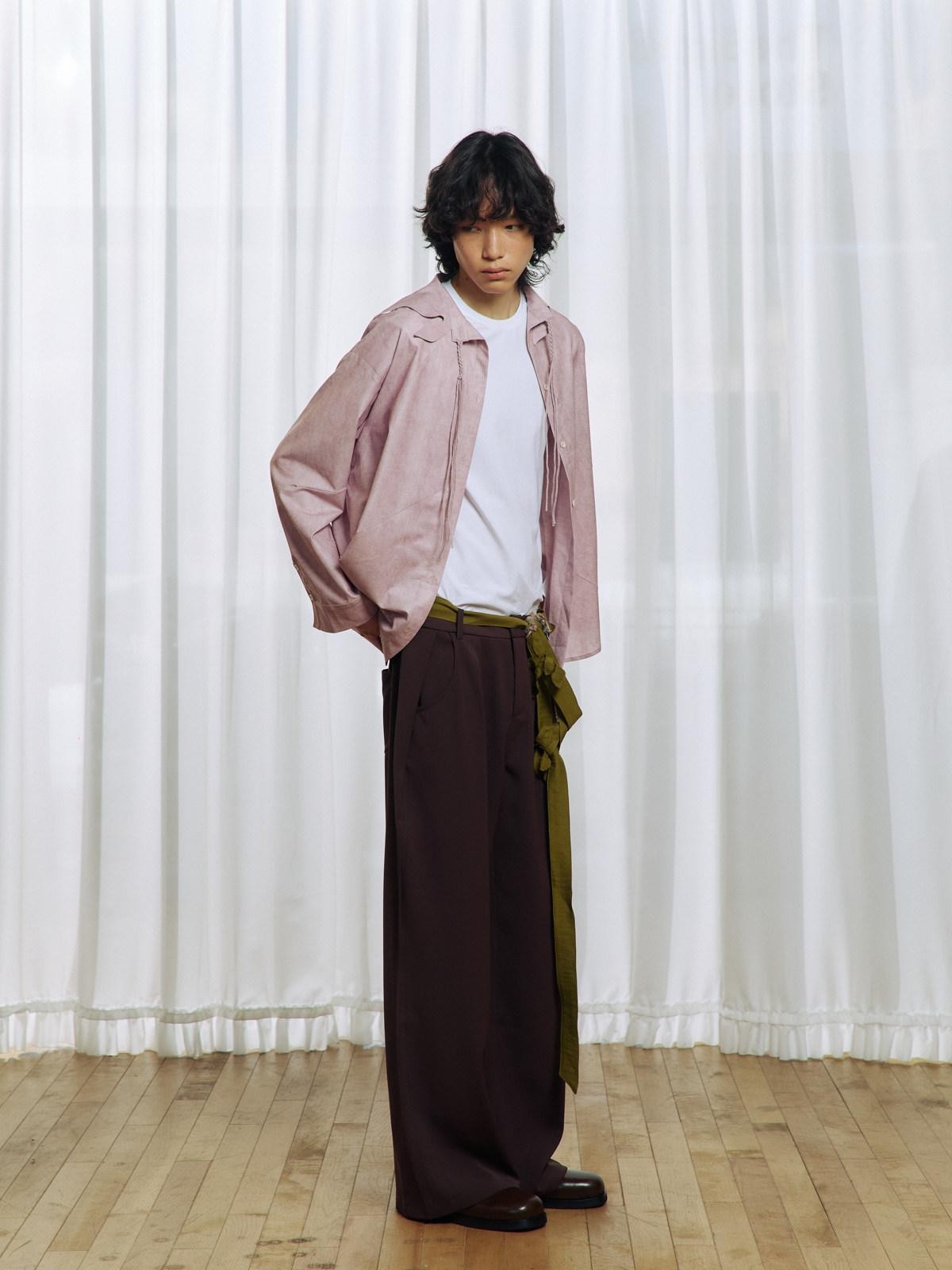 APRIORITY Pink Floral Tie Ruffle Pleated Collar Women's Polyester Blouses