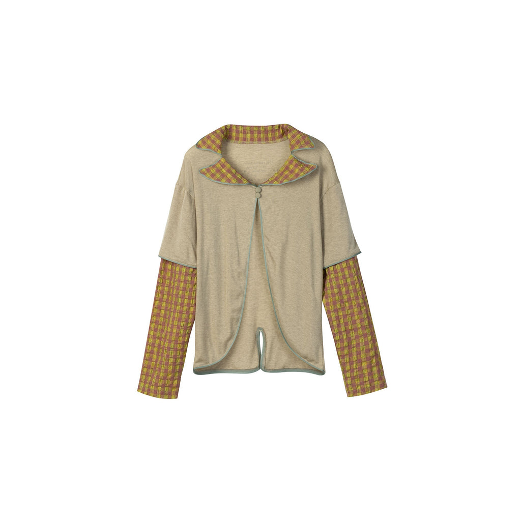 APRIORITY_Plaid_Faux_Layer_Patchwork_Colorblock_Women's_Lyocell_Blend_Cardigans_1032914446283_MISSTT
