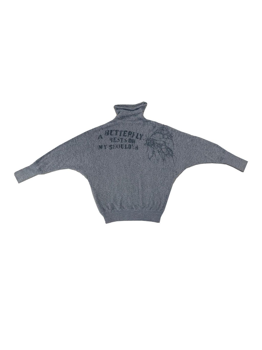 APRIORITY Printed Butterfly Batwing Sleeve Women's Mohair Wool Blend Turtleneck Sweaters