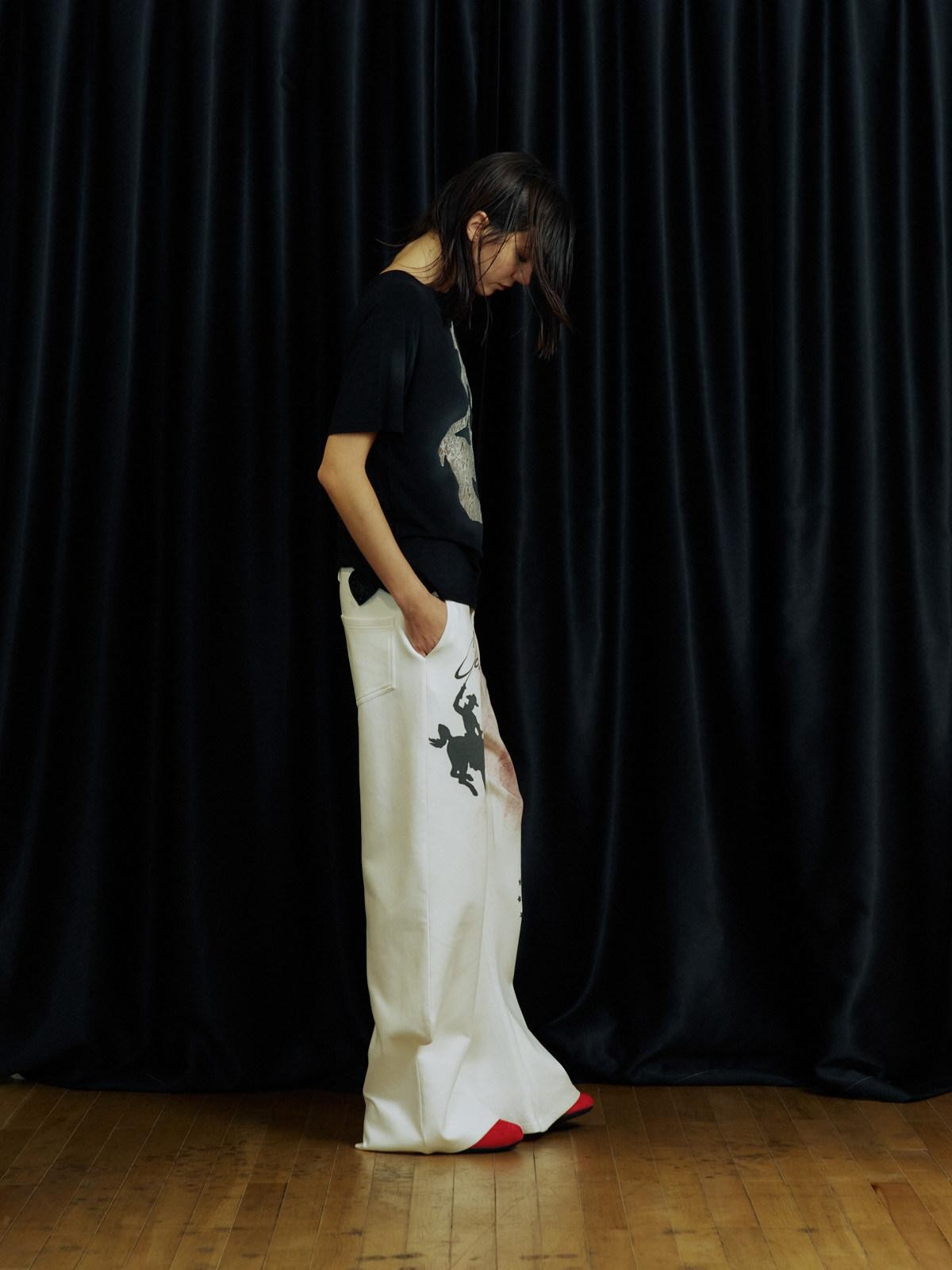 APRIORITY Printed Knitted 3d Cut Asymmetric Cuff Women's Cotton Lyocell Blend Sweatpants