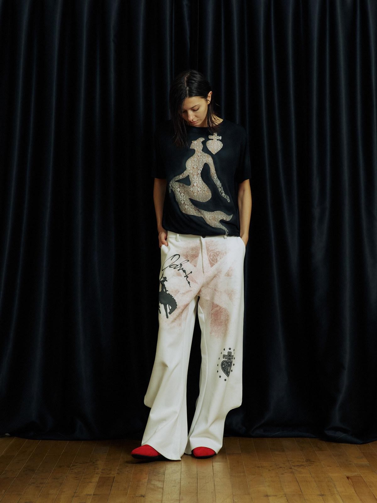 APRIORITY Printed Knitted 3d Cut Asymmetric Cuff Women's Cotton Lyocell Blend Sweatpants