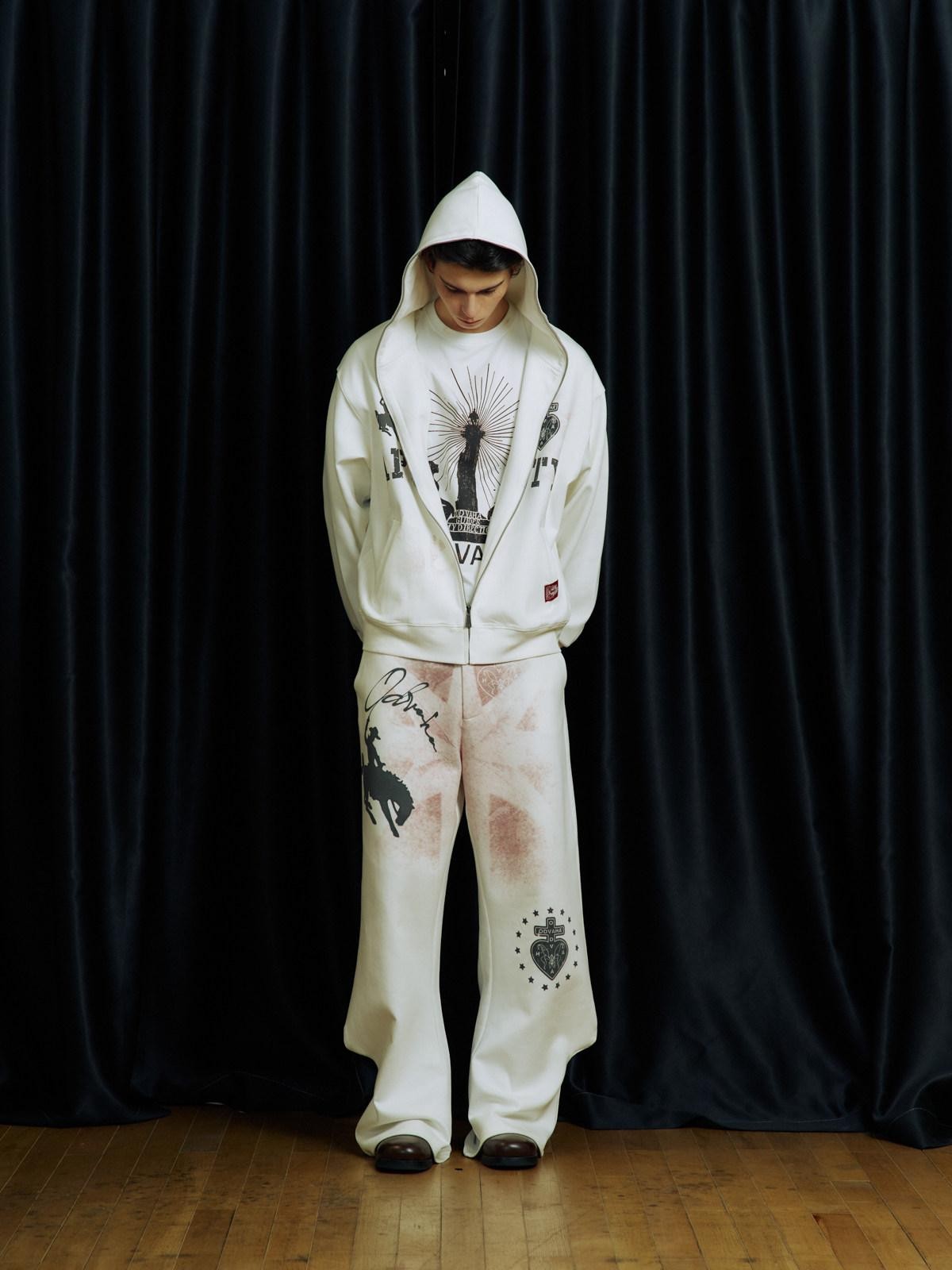 APRIORITY Printed Knitted 3d Cut Asymmetric Cuff Women's Cotton Lyocell Blend Sweatpants