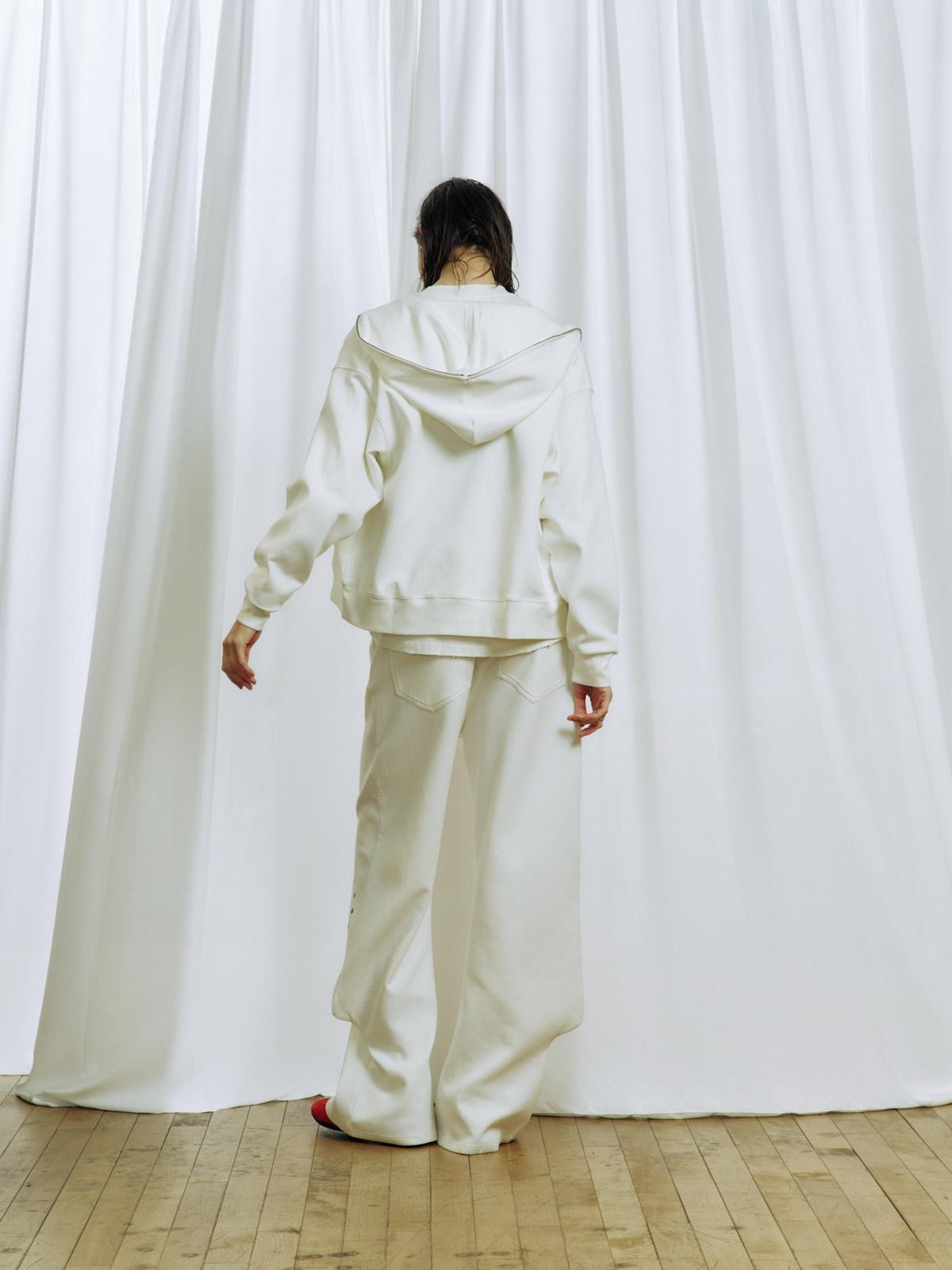 APRIORITY Printed Knitted 3d Cut Asymmetric Cuff Women's Cotton Lyocell Blend Sweatpants
