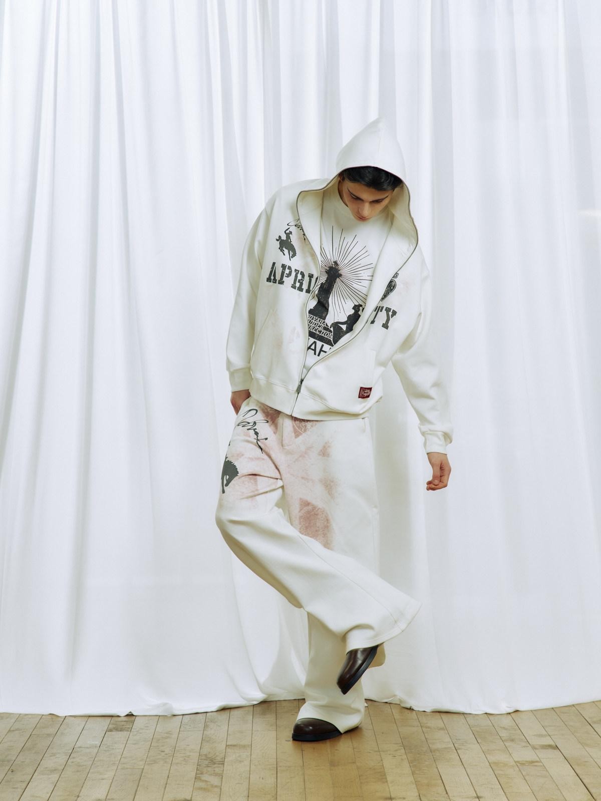 APRIORITY Printed Knitted 3d Cut Asymmetric Cuff Women's Cotton Lyocell Blend Sweatpants