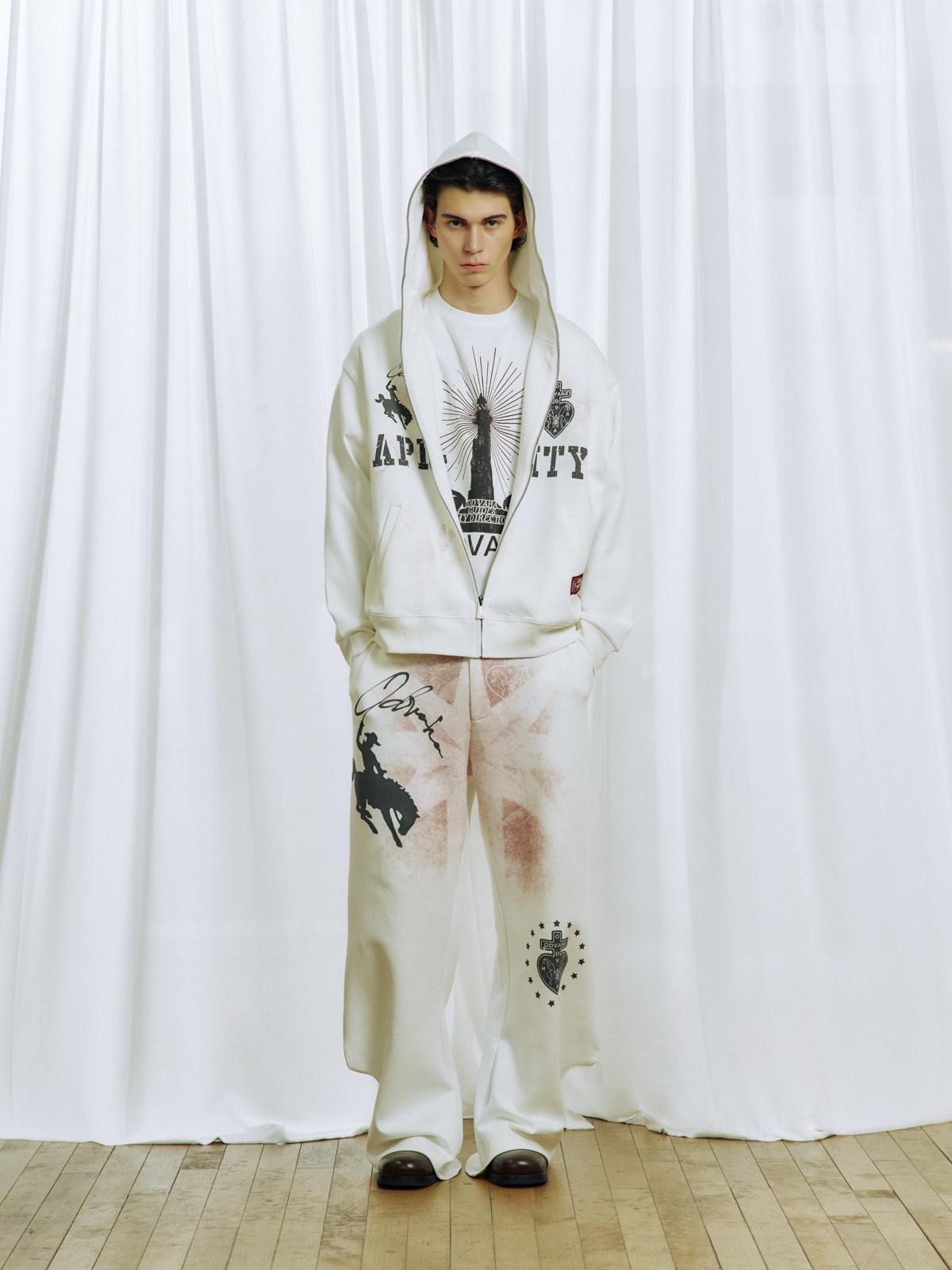 APRIORITY Printed Knitted 3d Cut Asymmetric Cuff Women's Cotton Lyocell Blend Sweatpants