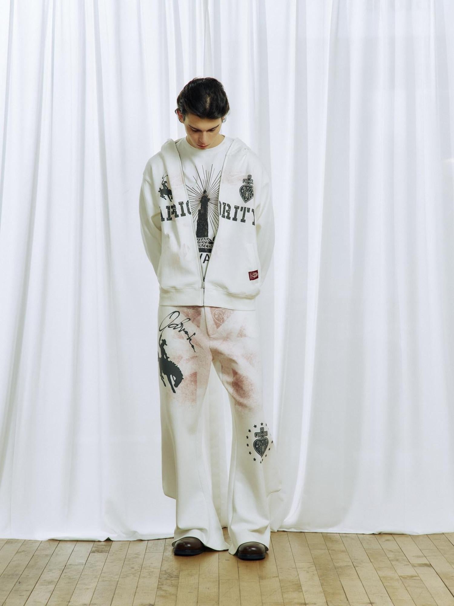 APRIORITY Printed Knitted 3d Cut Asymmetric Cuff Women's Cotton Lyocell Blend Sweatpants