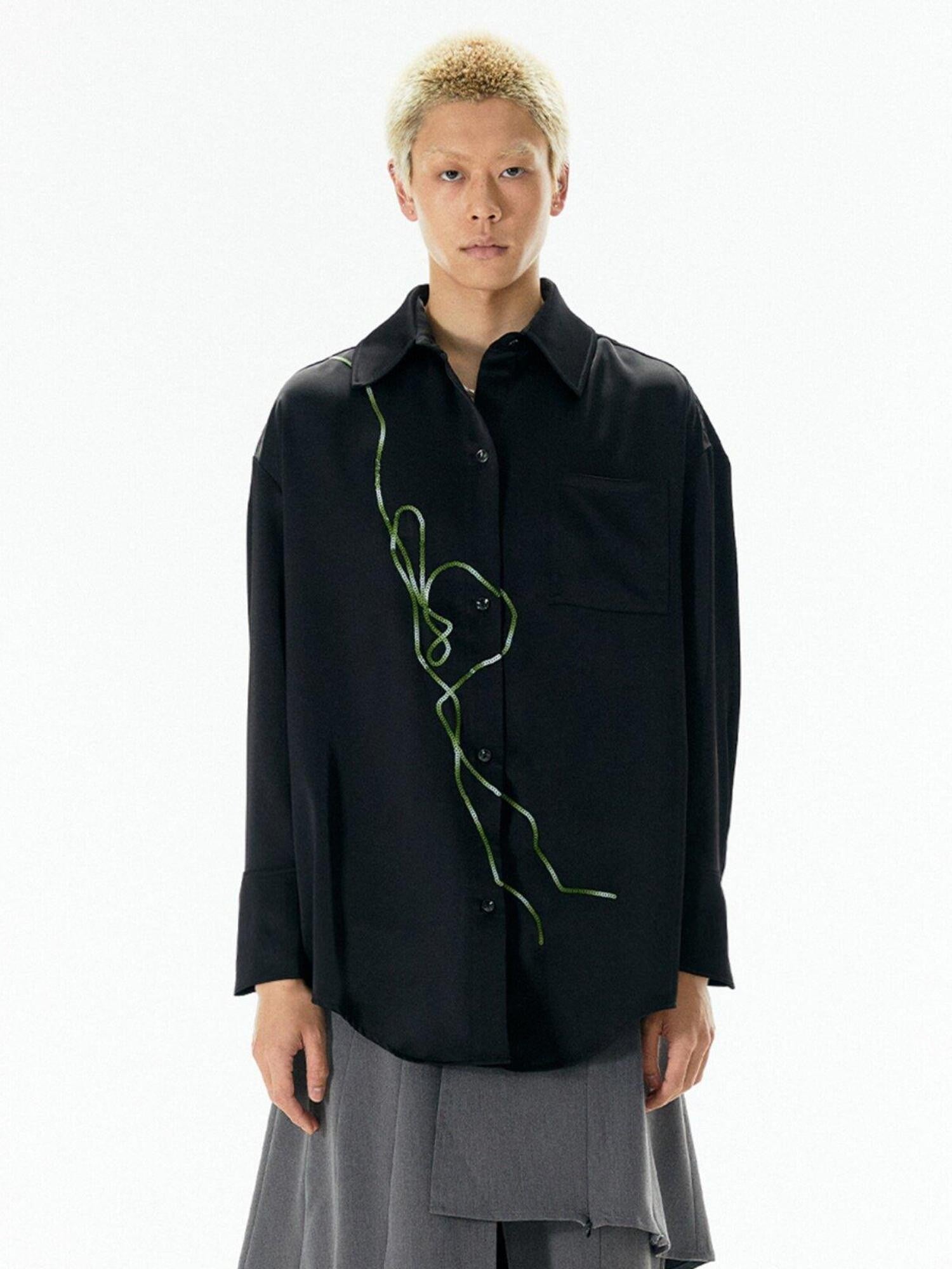 APRIORITY Rattan Vine Sequin Embroidered Modern Chinese Women's Shirts