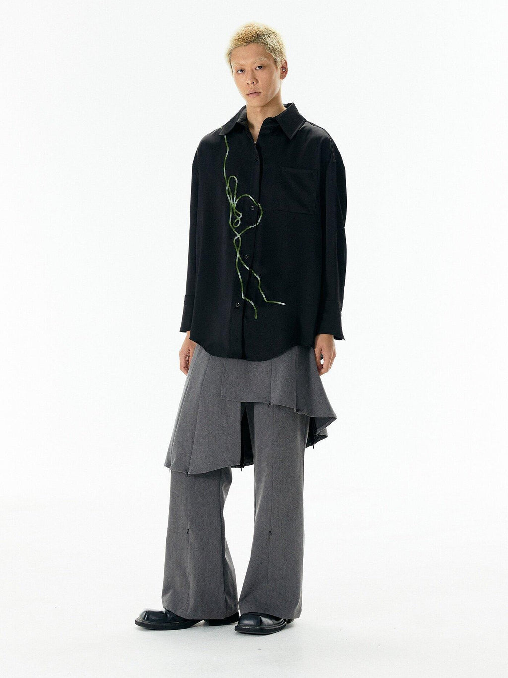 APRIORITY Rattan Vine Sequin Embroidered Modern Chinese Women's Shirts
