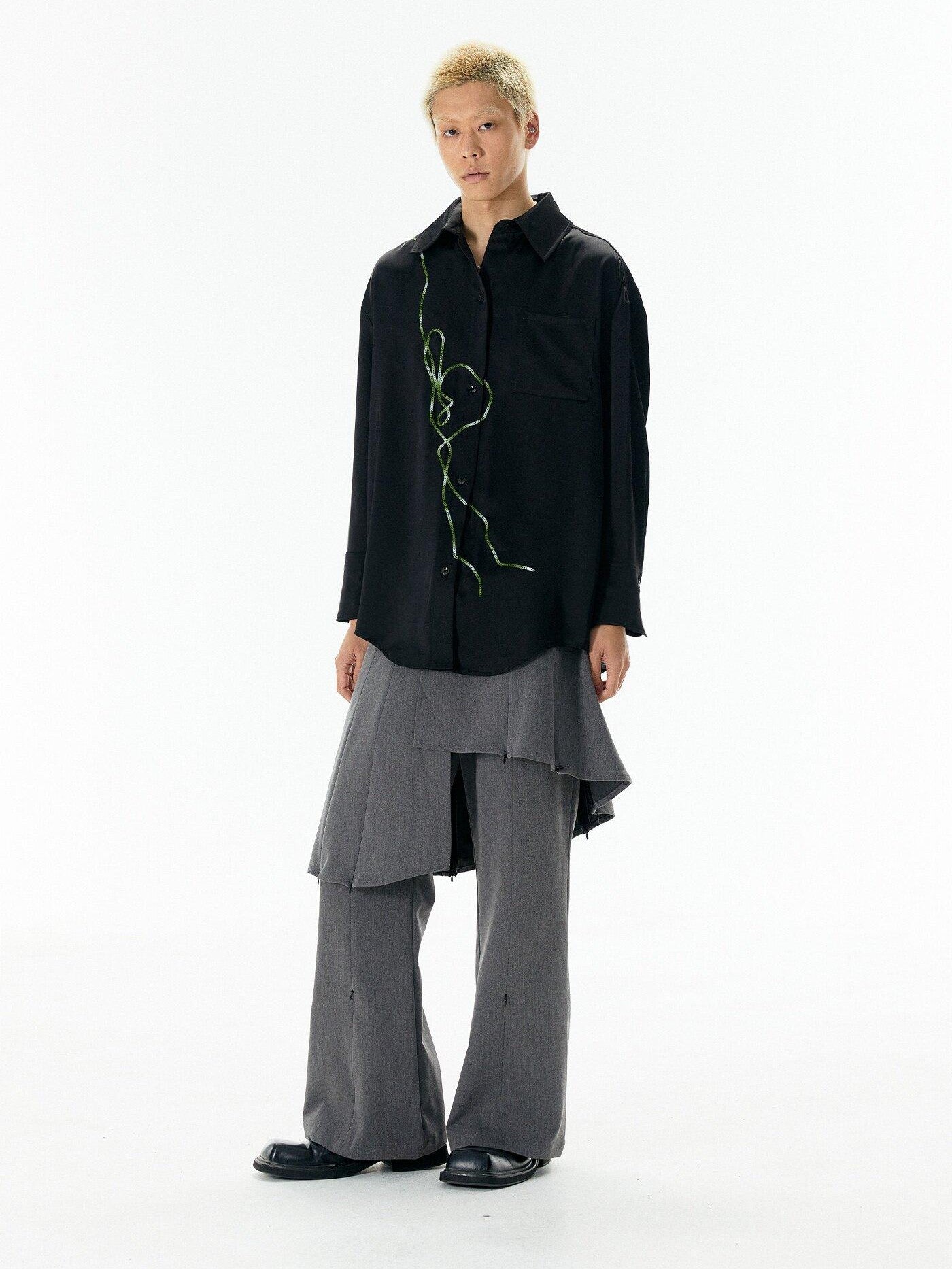 APRIORITY Rattan Vine Sequin Embroidered Modern Chinese Women's Shirts