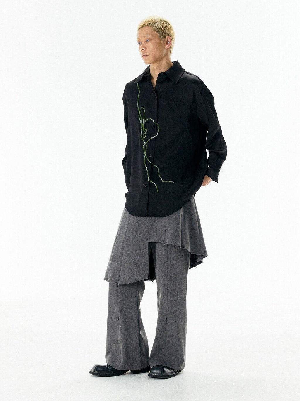 APRIORITY Rattan Vine Sequin Embroidered Modern Chinese Women's Shirts