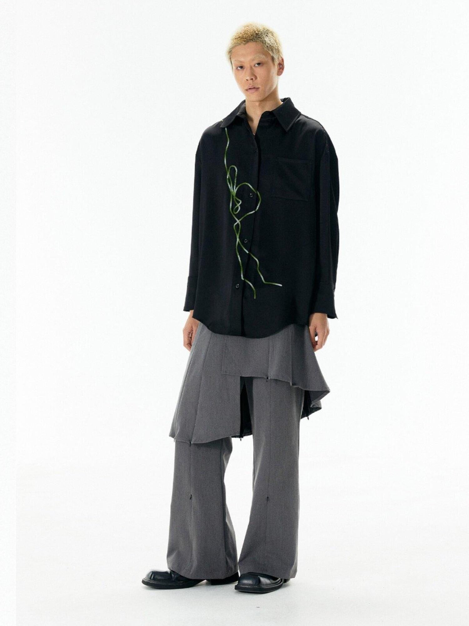 APRIORITY Rattan Vine Sequin Embroidered Modern Chinese Women's Shirts
