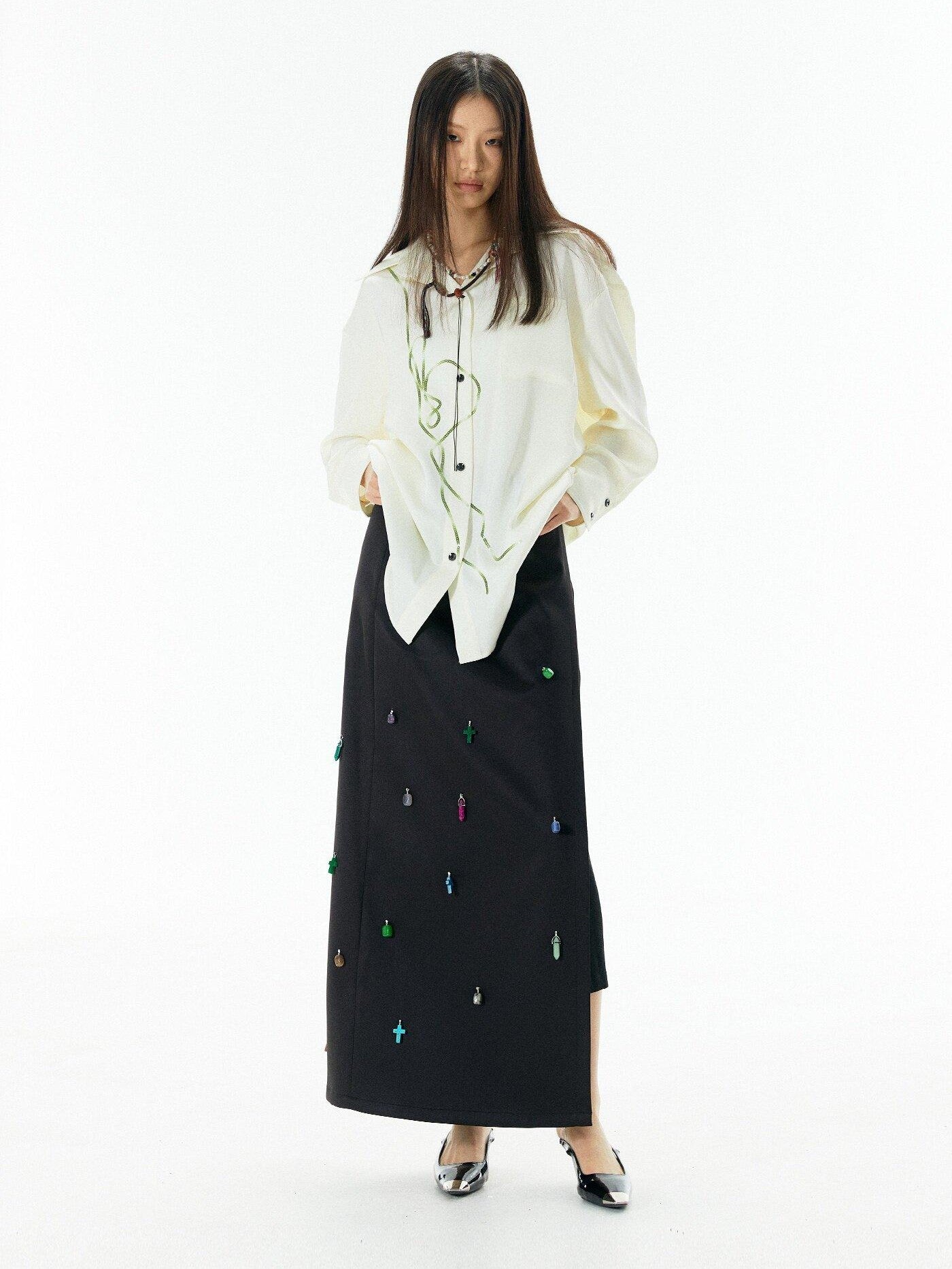 APRIORITY Rattan Vine Sequin Embroidered Modern Chinese Women's Shirts