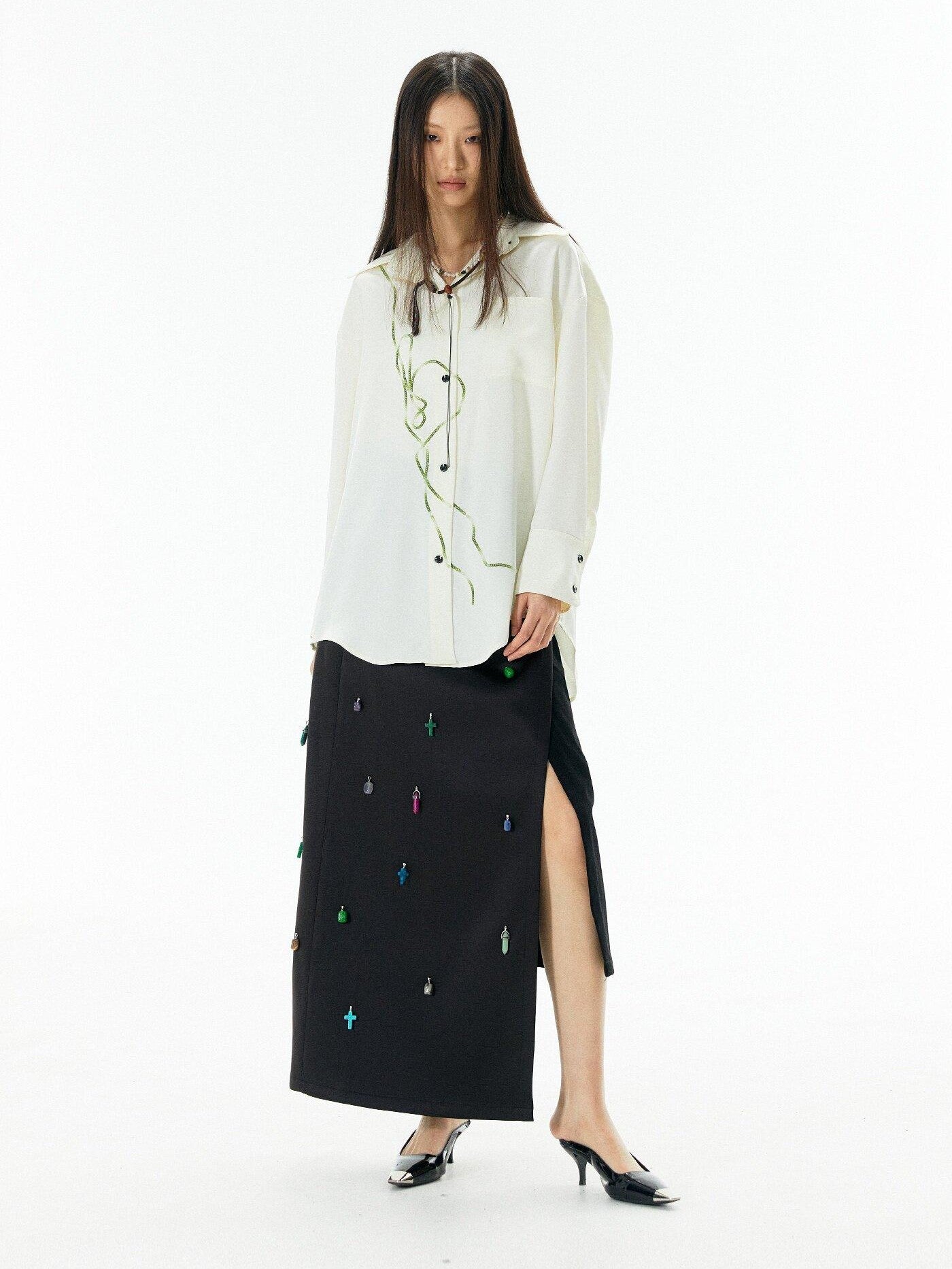 APRIORITY Rattan Vine Sequin Embroidered Modern Chinese Women's Shirts