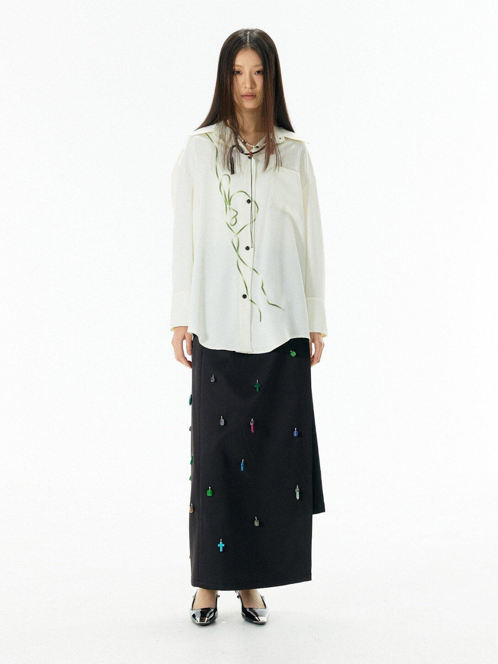 APRIORITY Rattan Vine Sequin Embroidered Modern Chinese Women's Shirts