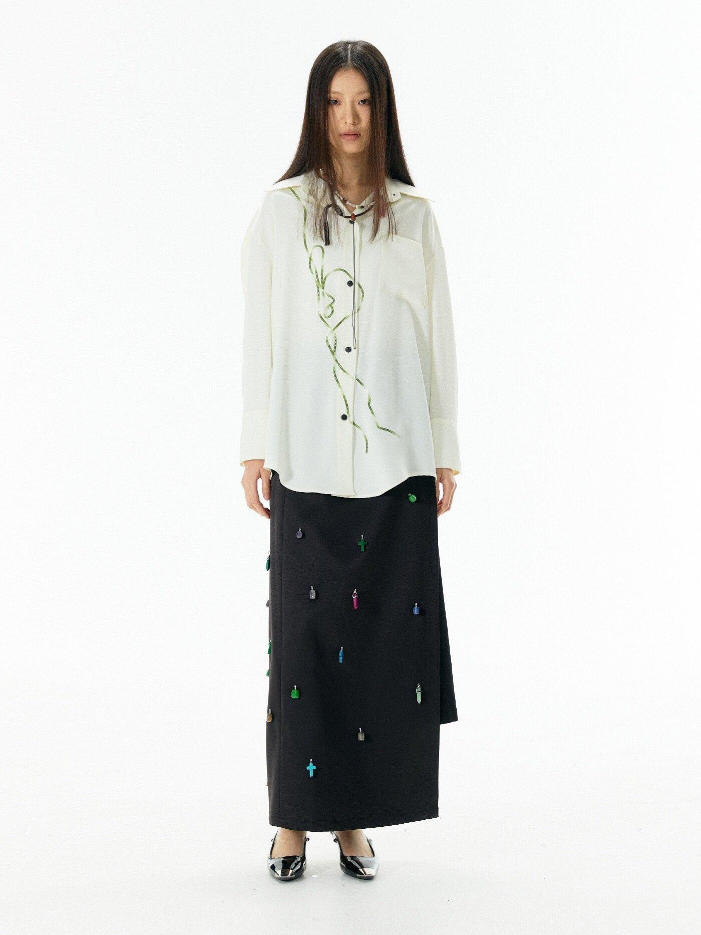 APRIORITY Rattan Vine Sequin Embroidered Modern Chinese Women's Shirts