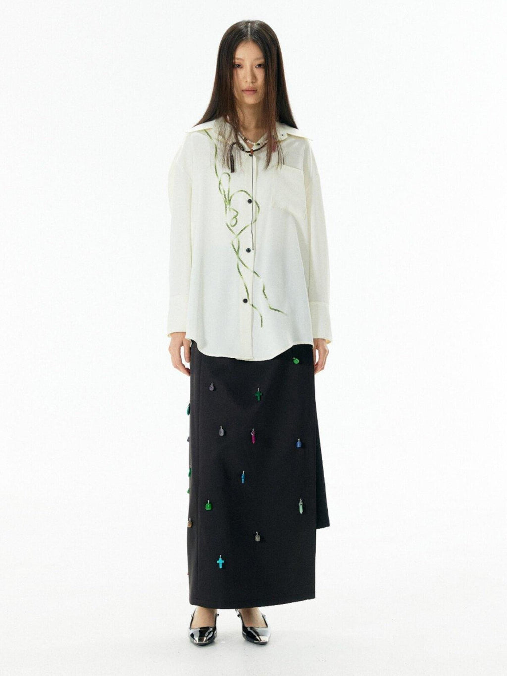 APRIORITY Rattan Vine Sequin Embroidered Modern Chinese Women's Shirts
