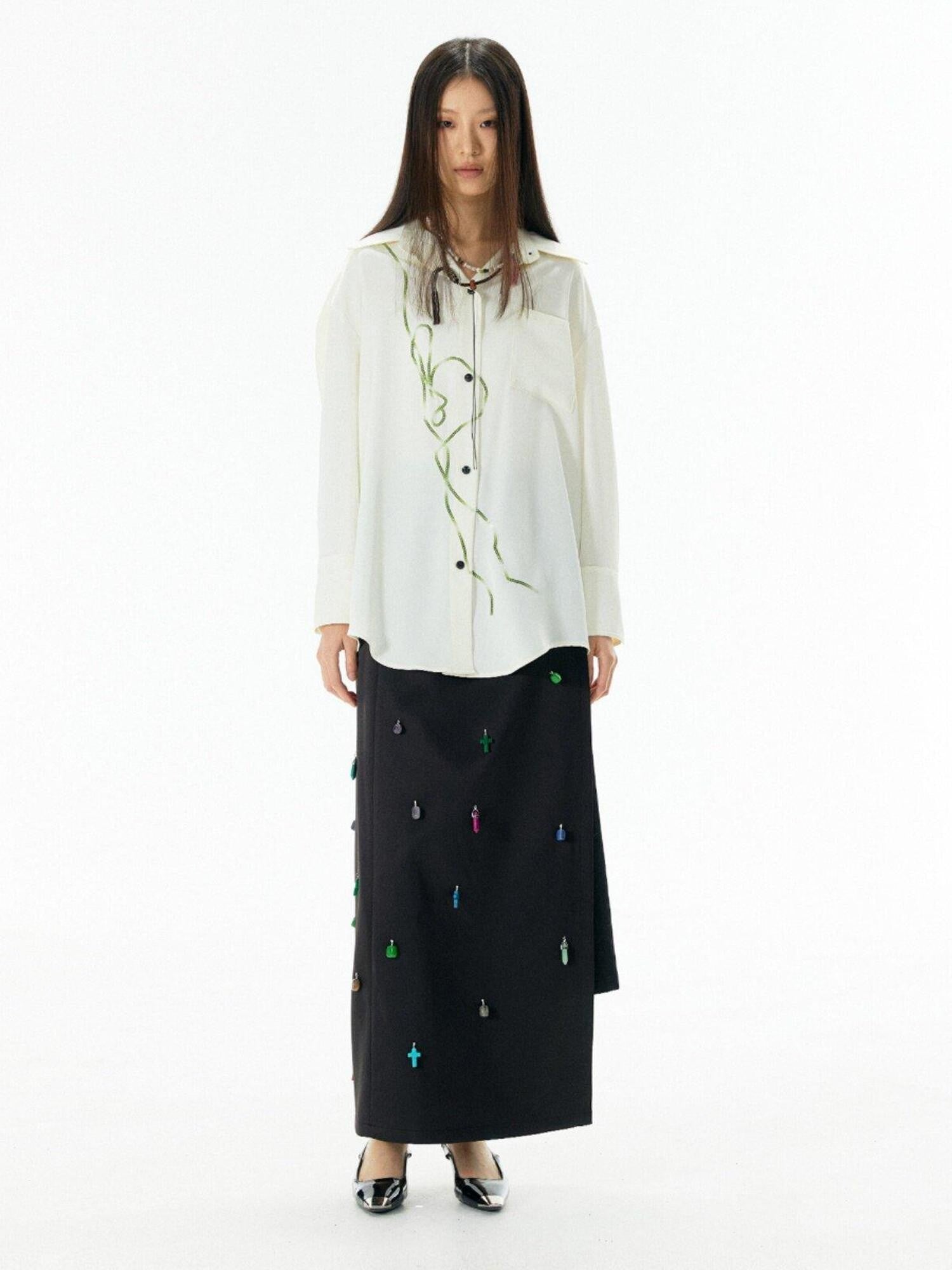 APRIORITY Rattan Vine Sequin Embroidered Modern Chinese Women's Shirts