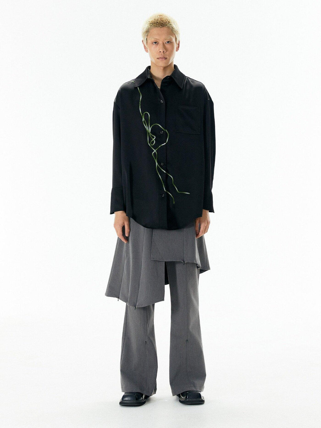 APRIORITY Rattan Vine Sequin Embroidered Modern Chinese Women's Shirts