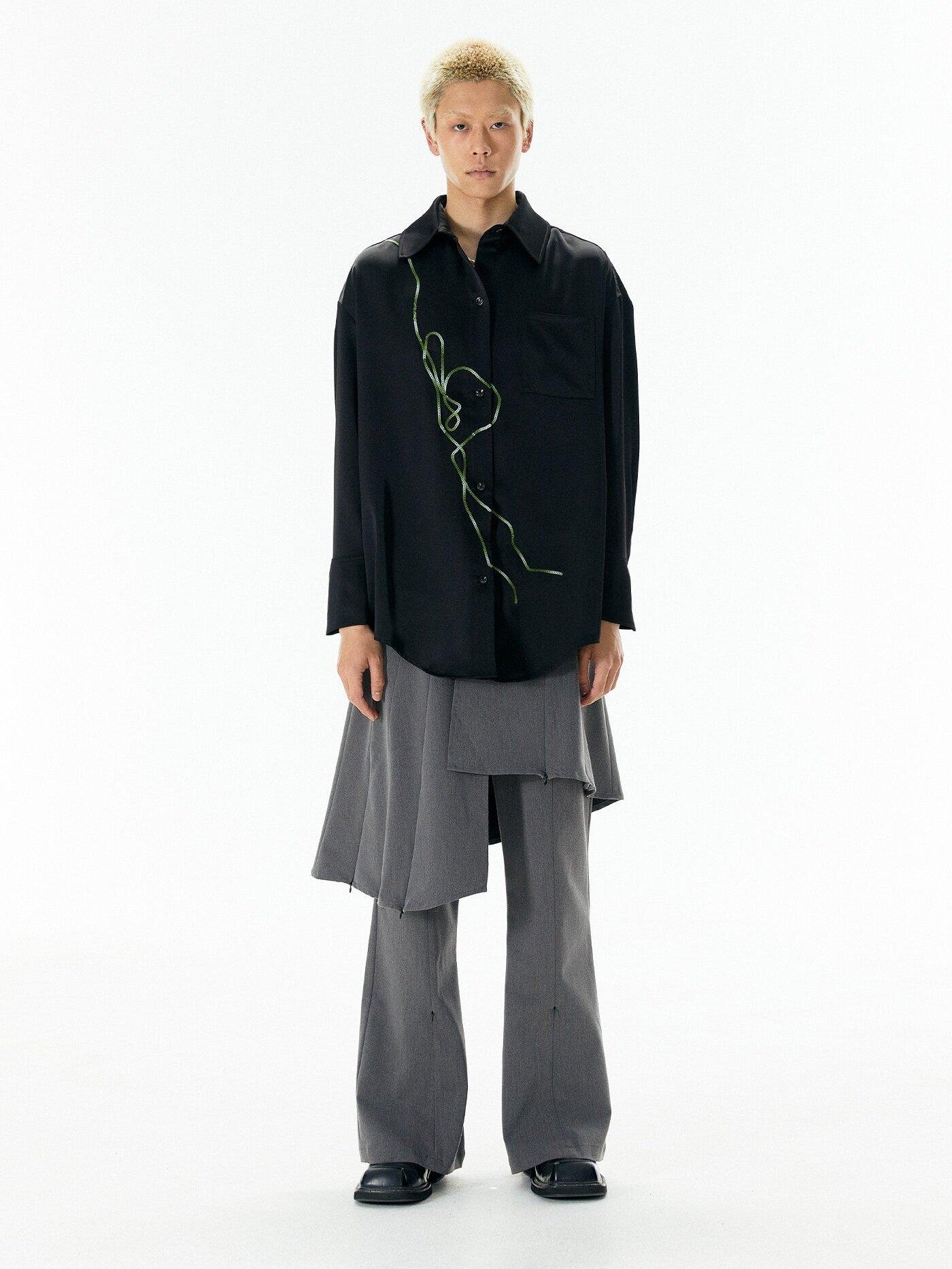 APRIORITY Rattan Vine Sequin Embroidered Modern Chinese Women's Shirts