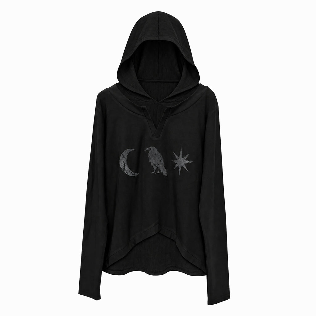 APRIORITY_Raven_Print_Double_Layer_Contrast_Panel_Women's_Fleece_Lined_Slim_Fit_Long_Sleeve_Pullover_Hoodies_1081907351561_MISSTT