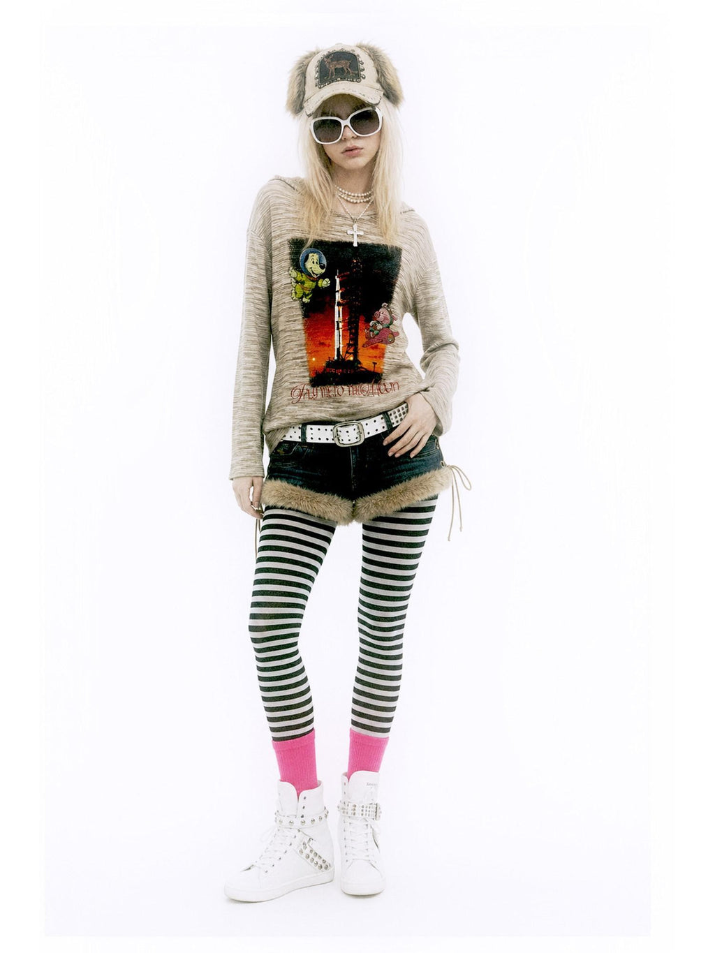 APRIORITY Rhinestone Print 3d Textured Striped Women's Polyester Cotton Hoodies