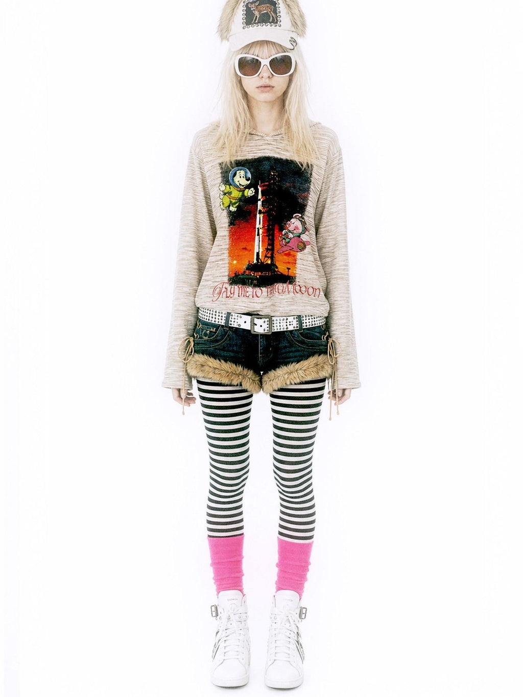 APRIORITY Rhinestone Print 3d Textured Striped Women's Polyester Cotton Hoodies