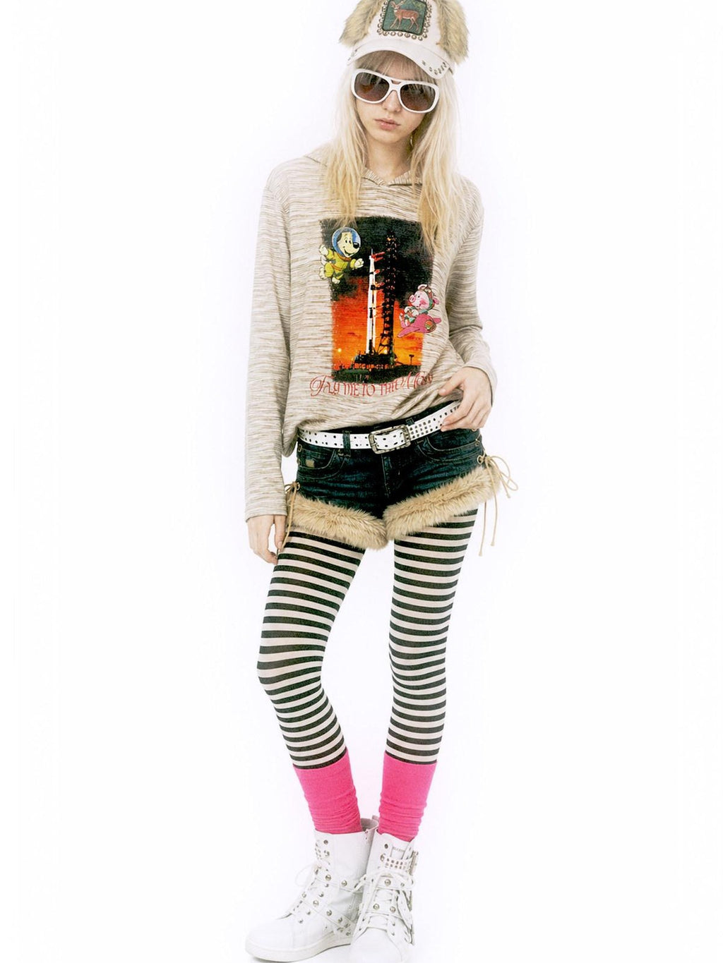 APRIORITY Rhinestone Print 3d Textured Striped Women's Polyester Cotton Hoodies