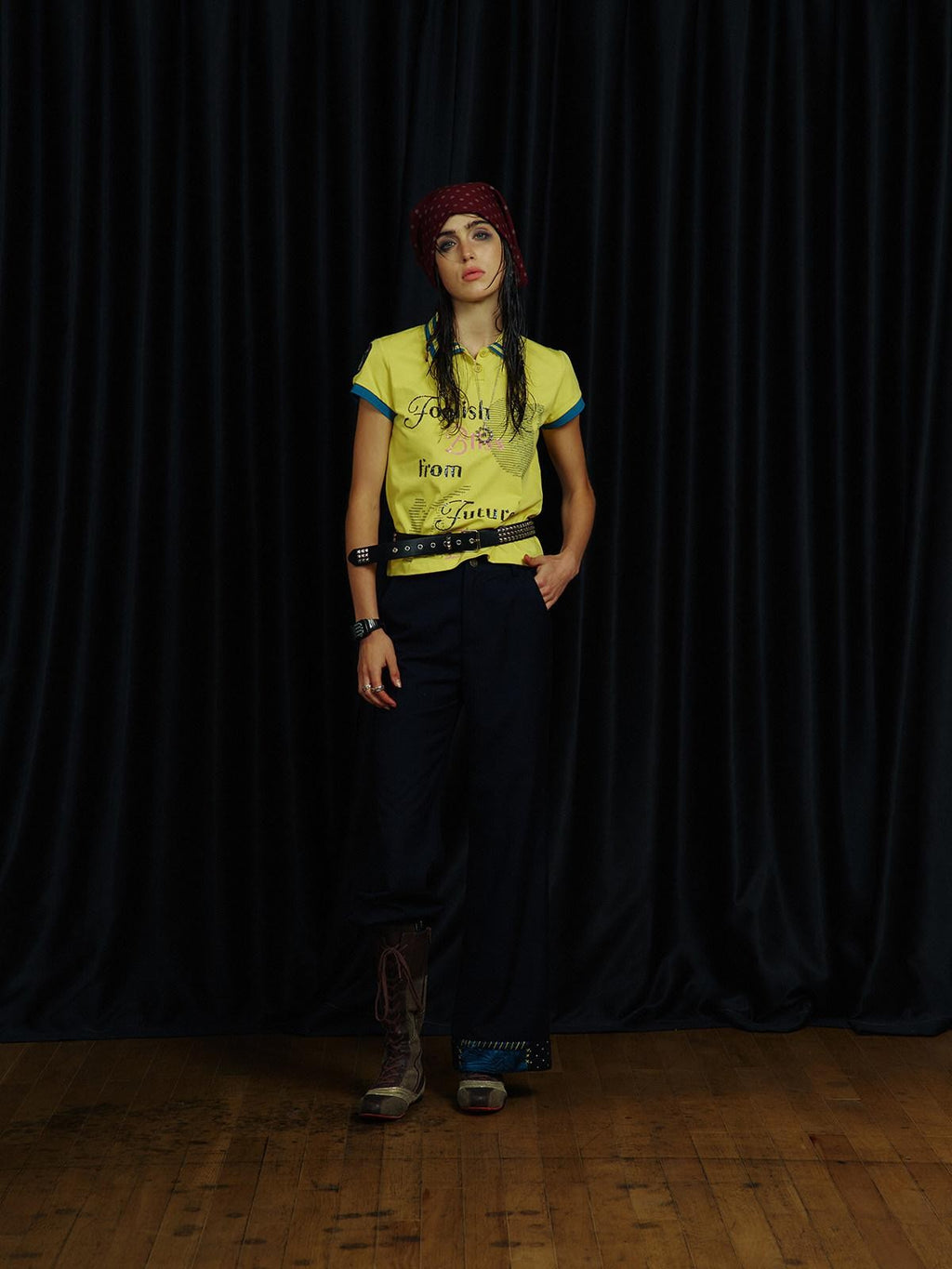 APRIORITY Sequin Embroidered Colorblock Polo Women's Cropped Short Sleeve T-shirts