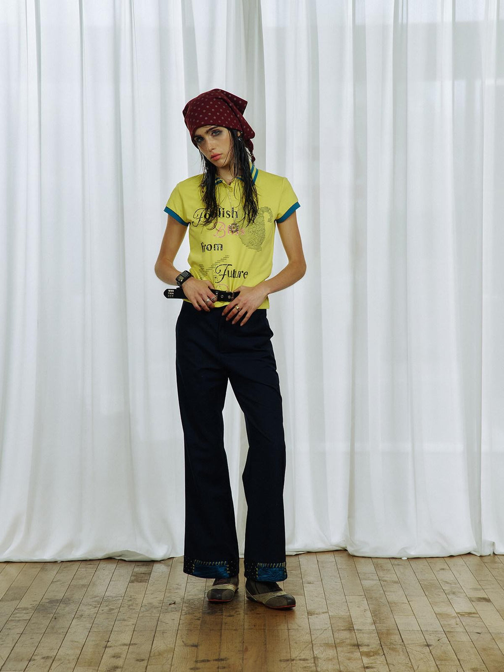 APRIORITY Sequin Embroidered Colorblock Polo Women's Cropped Short Sleeve T-shirts