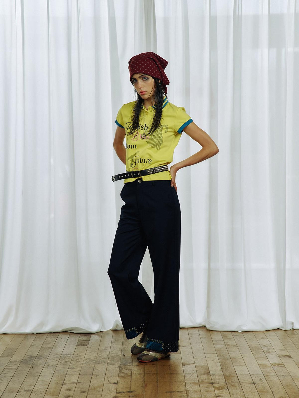 APRIORITY Sequin Embroidered Colorblock Polo Women's Cropped Short Sleeve T-shirts