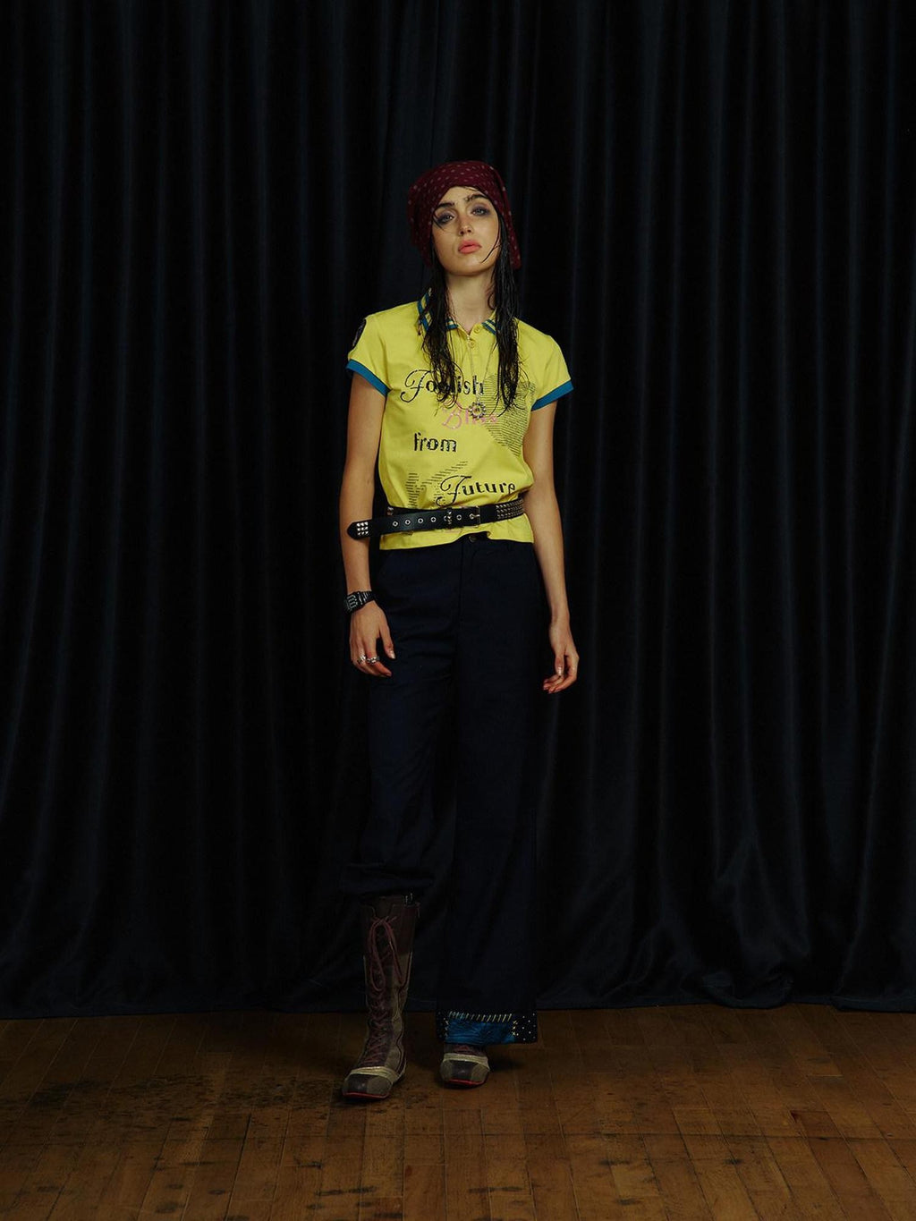 APRIORITY Sequin Embroidered Colorblock Polo Women's Cropped Short Sleeve T-shirts