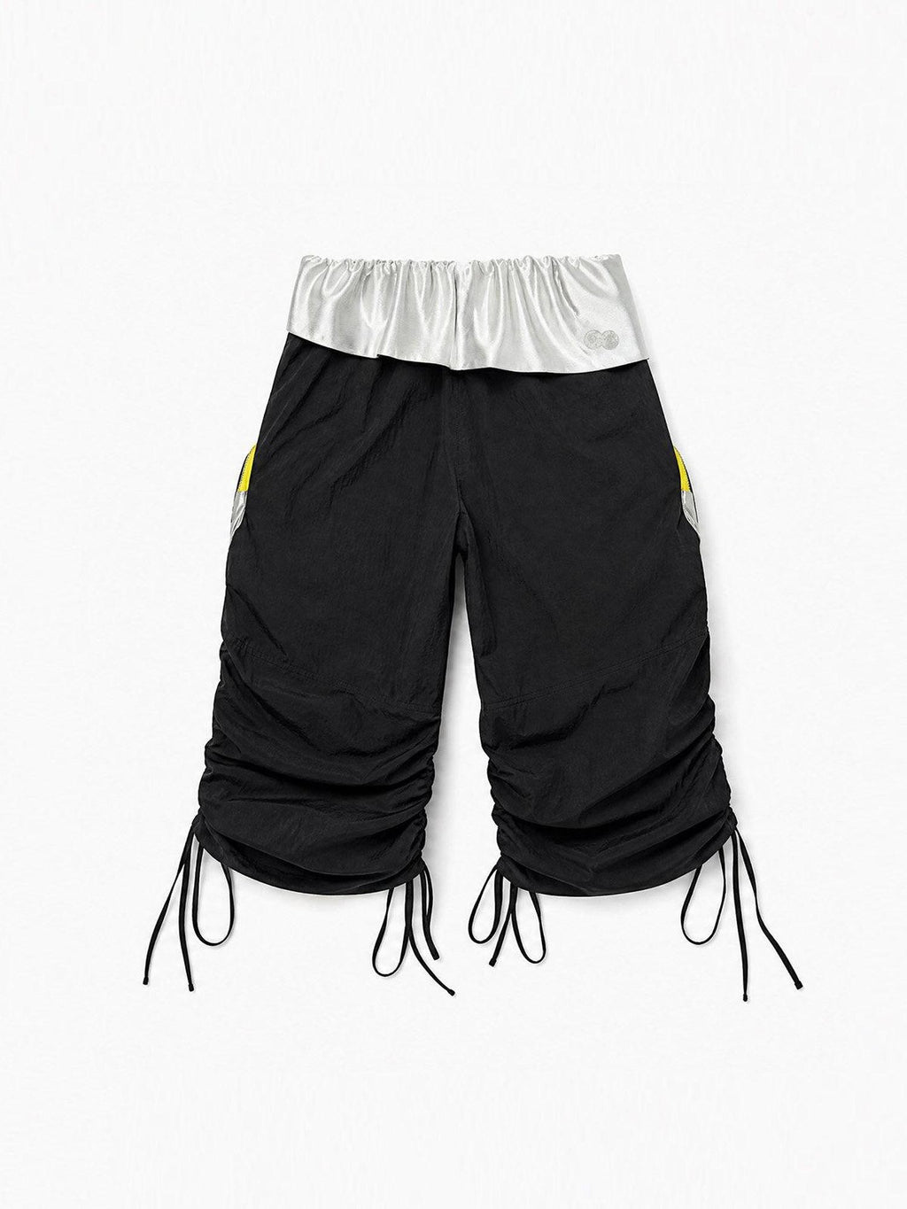 APRIORITY Silver Colorblock Print Ruched Adjustable Zip Cargo Women's Lyocell Nylon Shorts